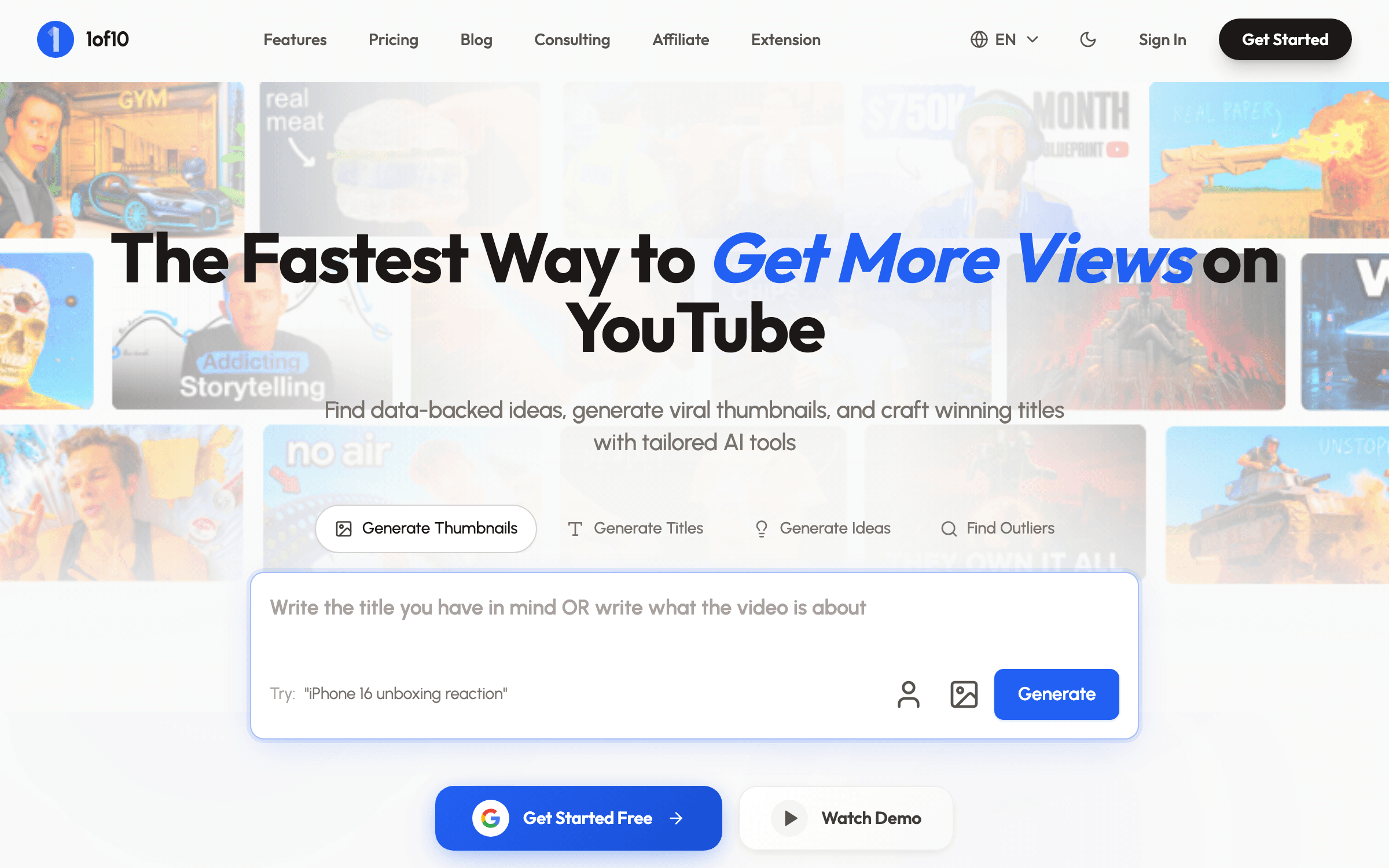 1of10 interface — Best Outlier Finder Alternative