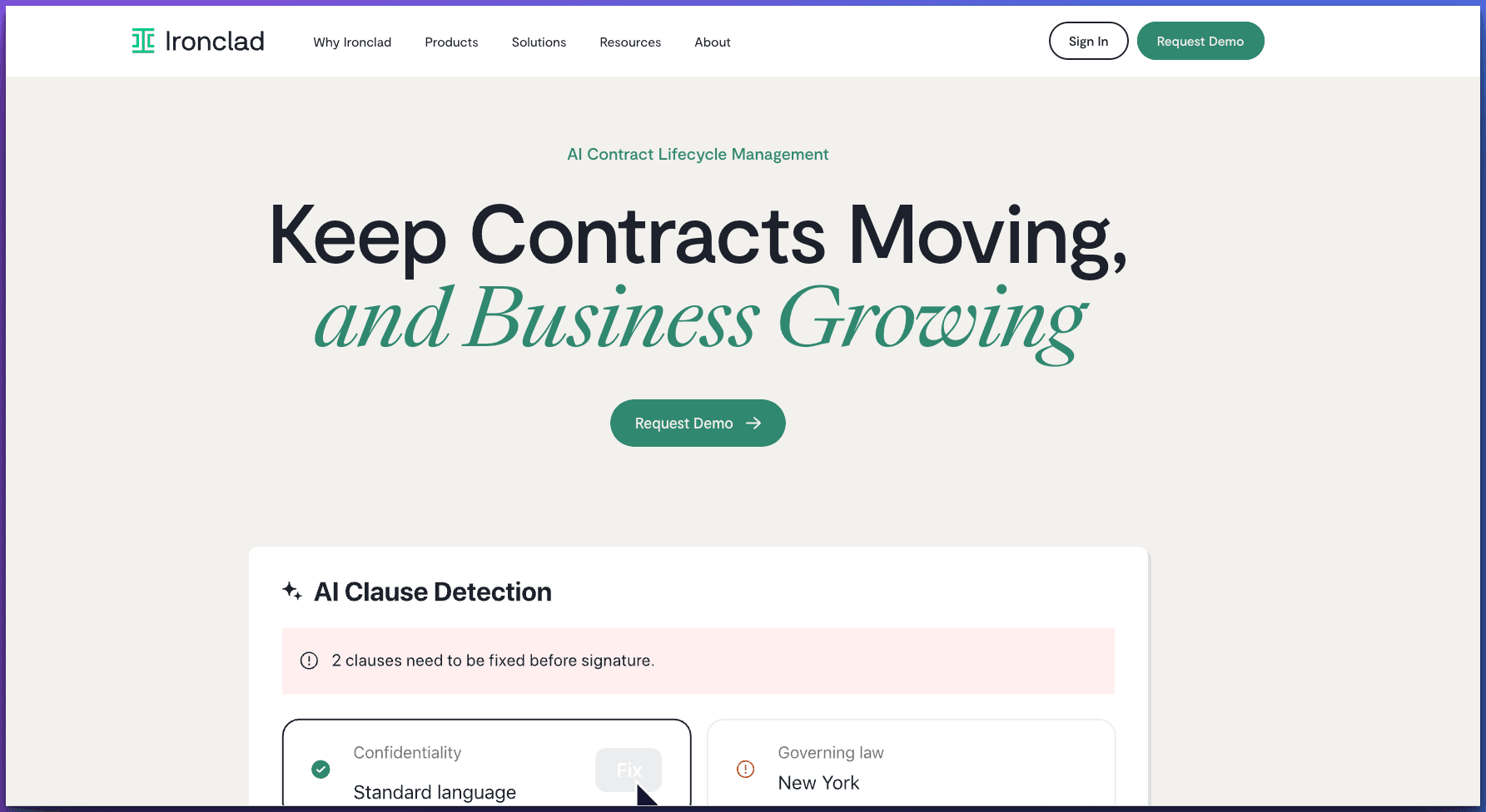 Ironclad interface showing contract workflow automation features