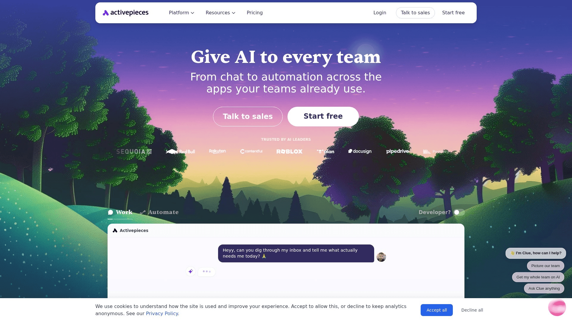 Activepieces interface — Unlimited Runs, Pay per Active Flow