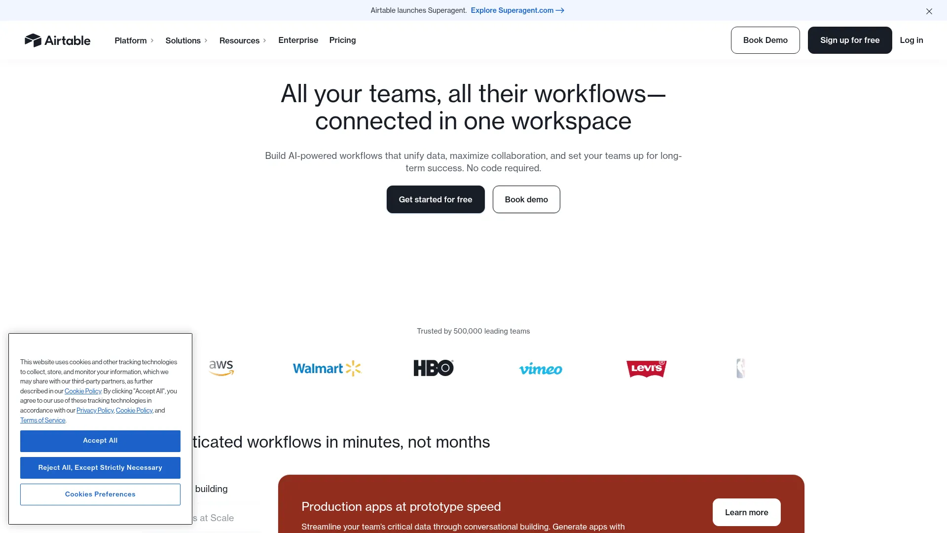 Airtable interface showing workflow automation features for non-technical teams