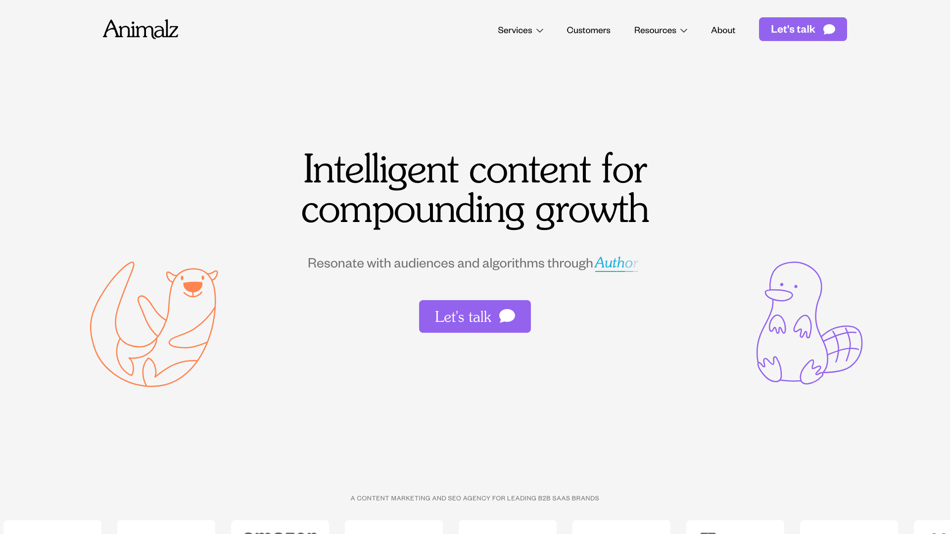 Animalz agency homepage
