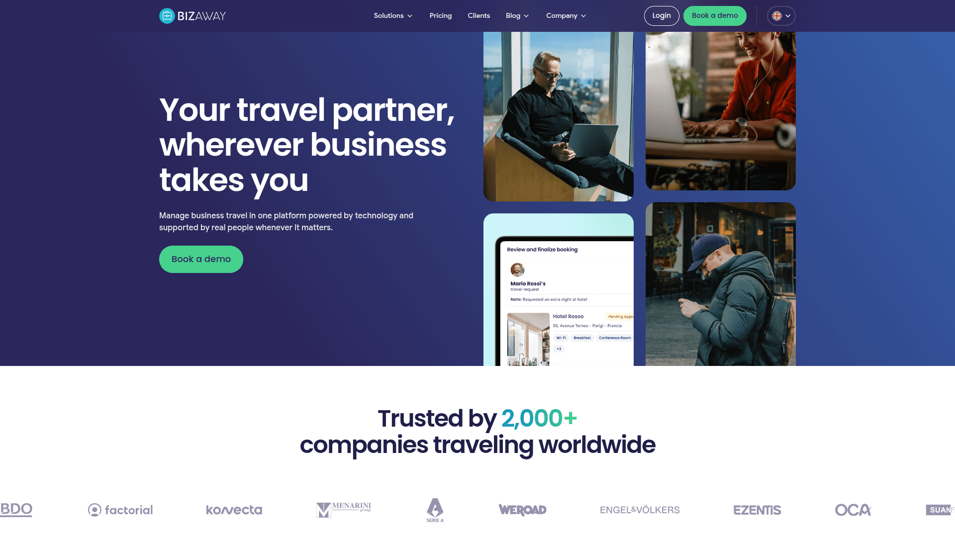 BizAway interface — €5 a Booking Flat, Real Rail, VAT Recovery