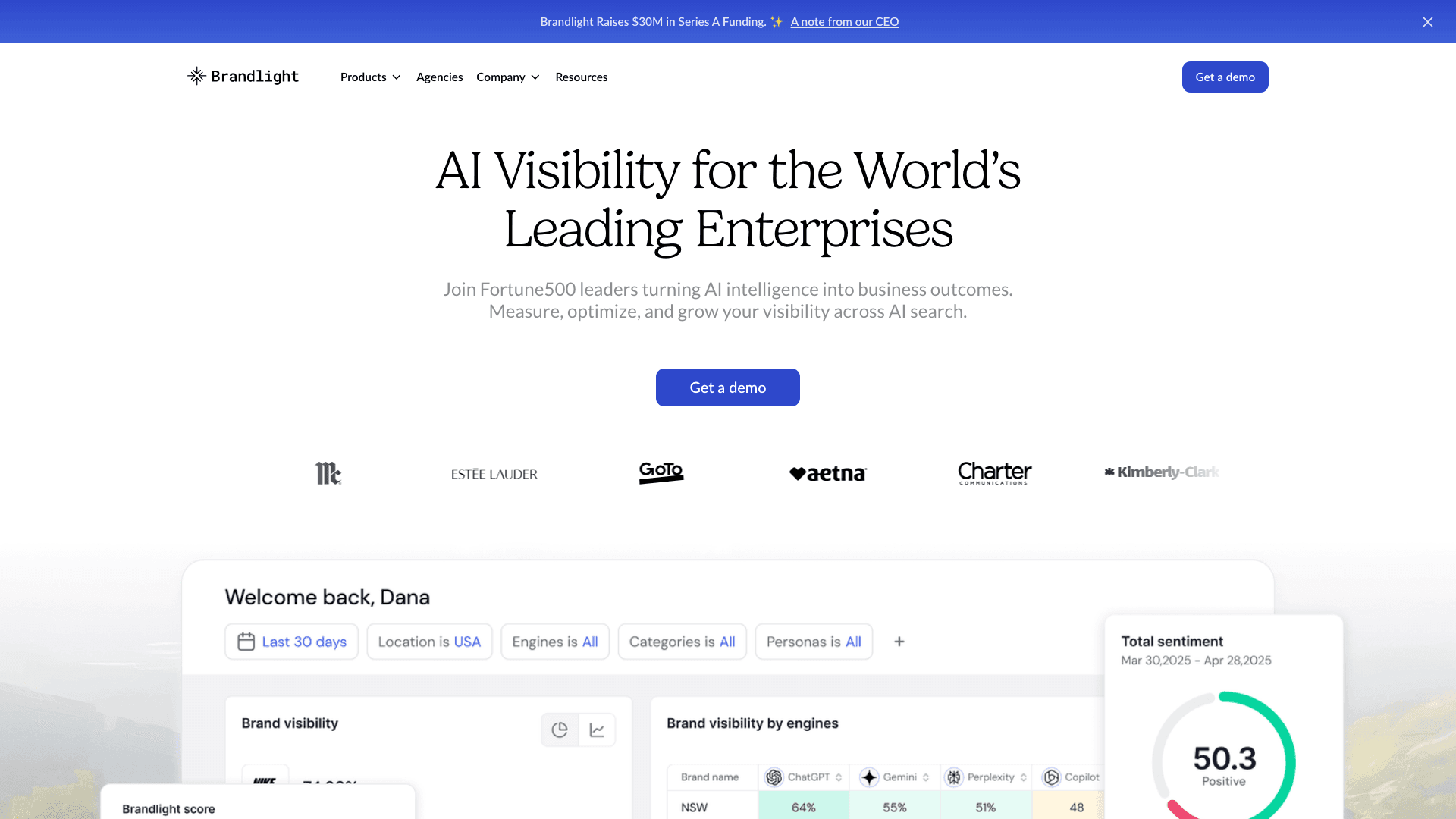 Brandlight interface — CB Insights #1 GEO Platform
