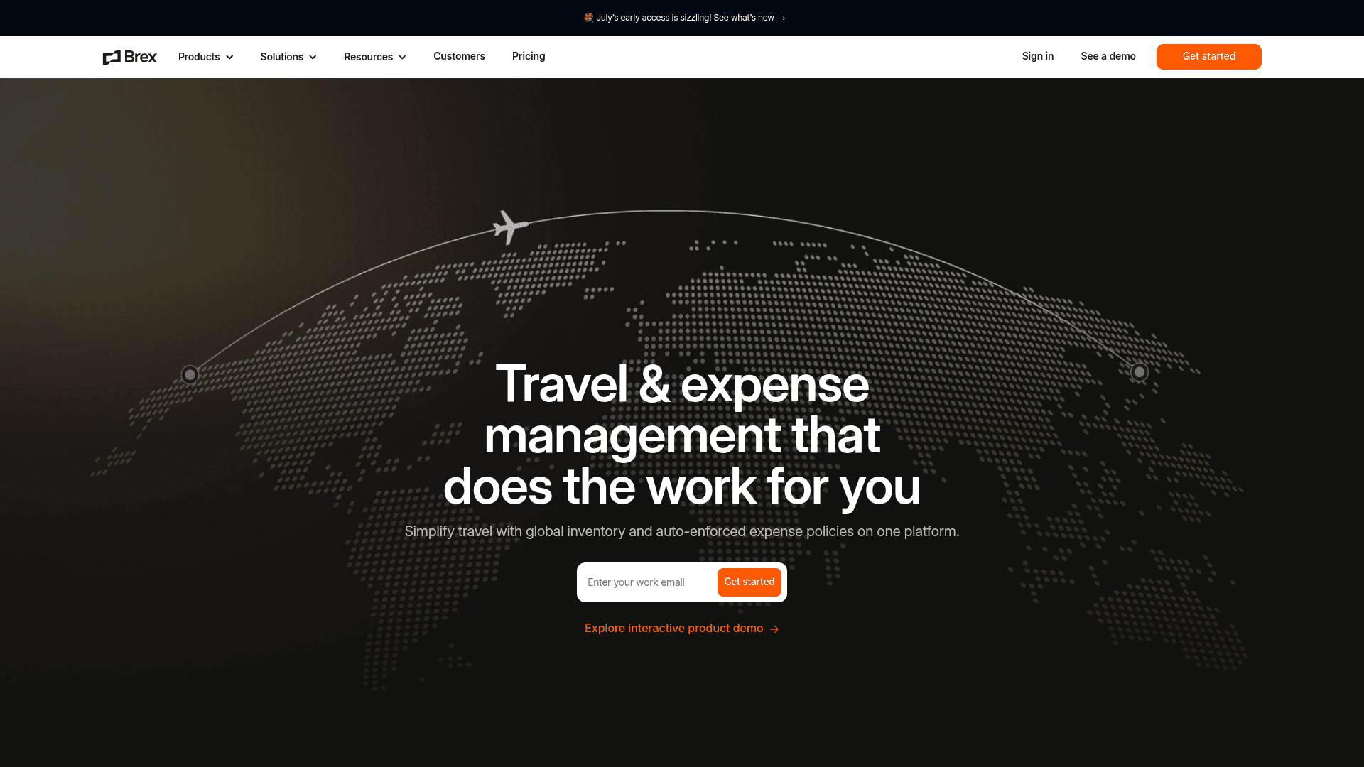 Brex Travel interface — Spotnana Rails, Real Human Servicing