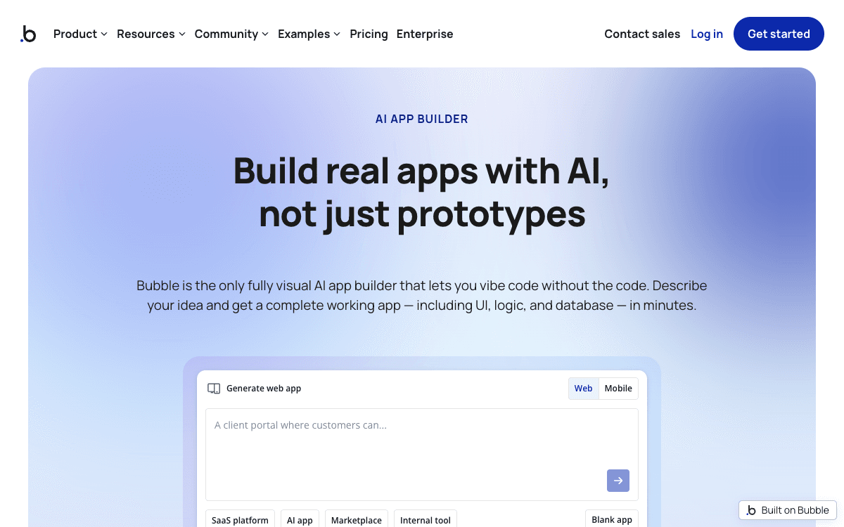 Bubble website preview