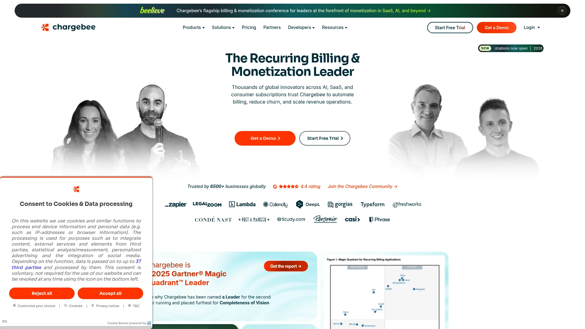 Chargebee interface — a Billing Platform, With MoR as an Add-On