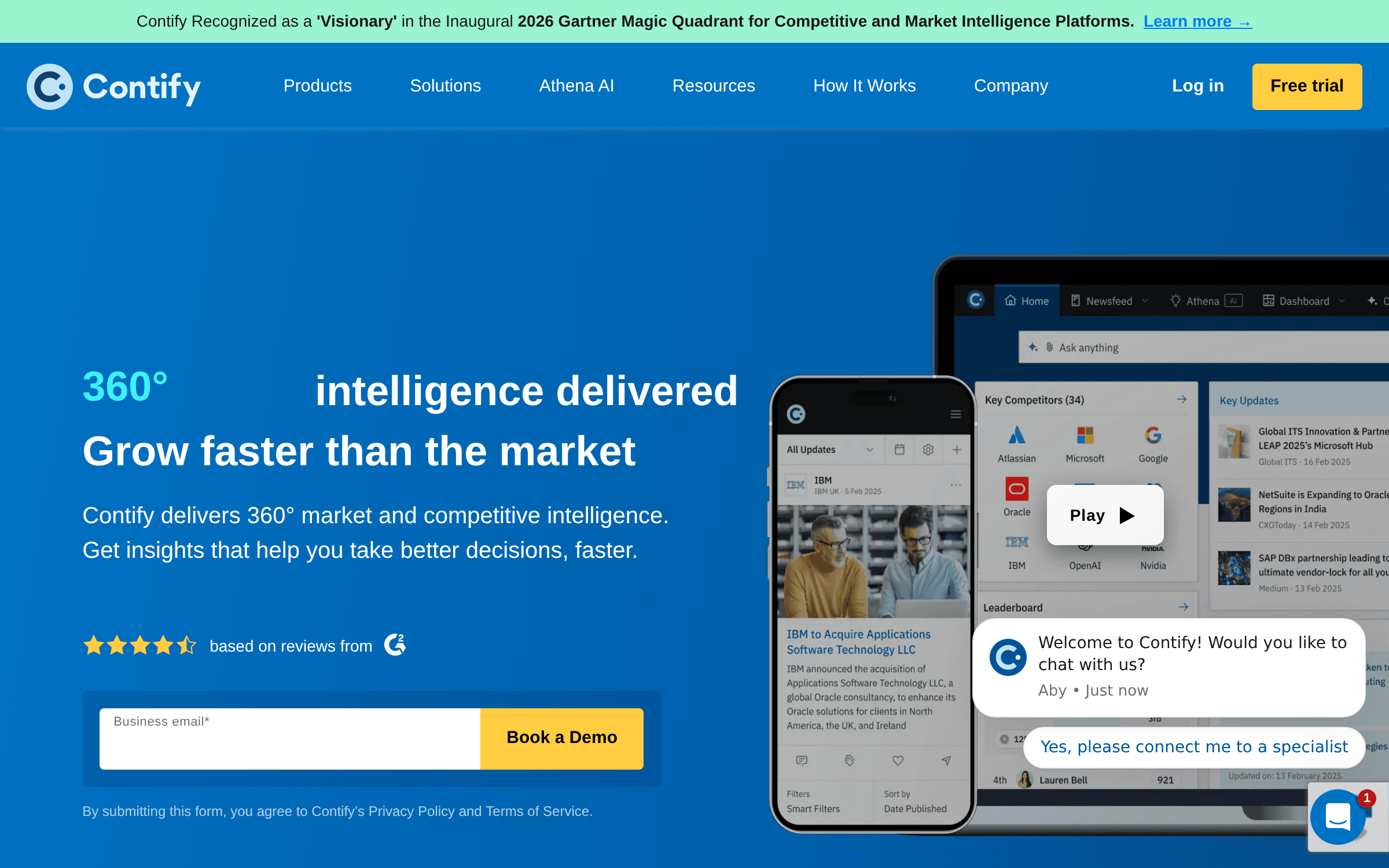 Contify competitor monitoring interface