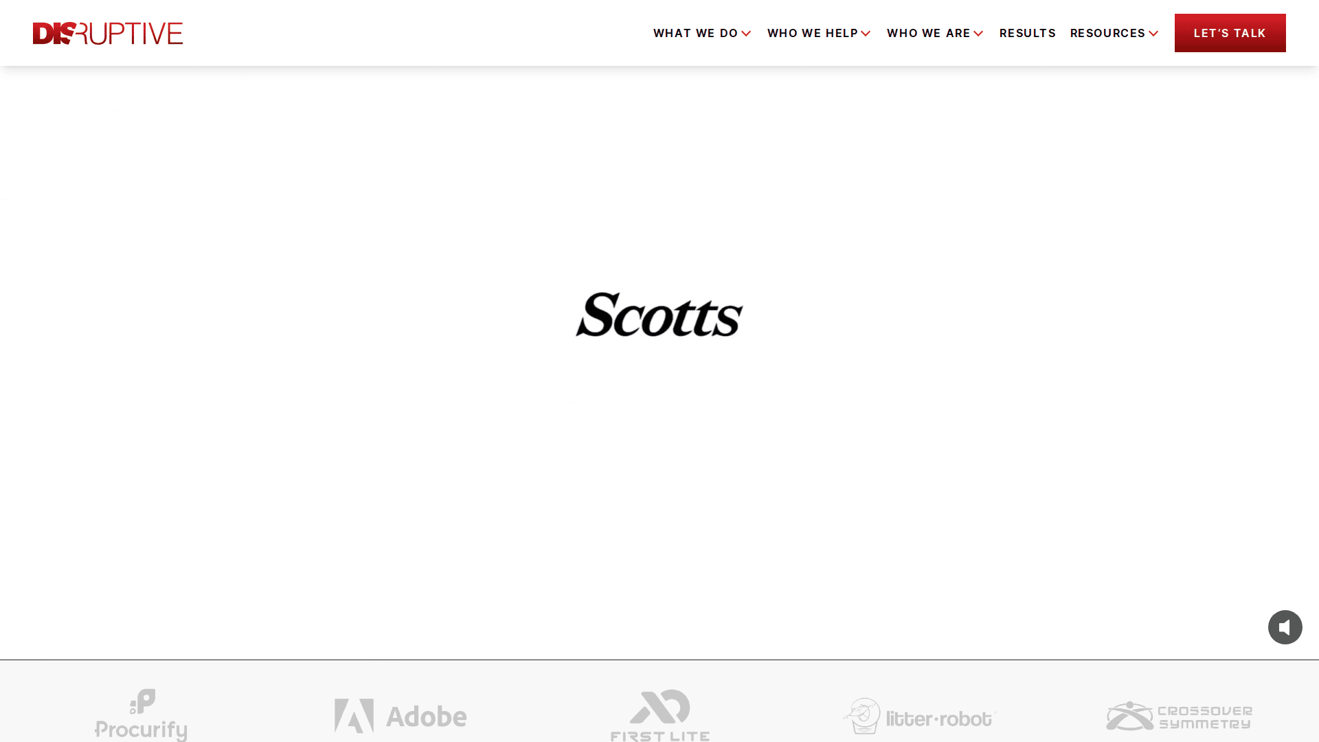 Disruptive Advertising agency homepage