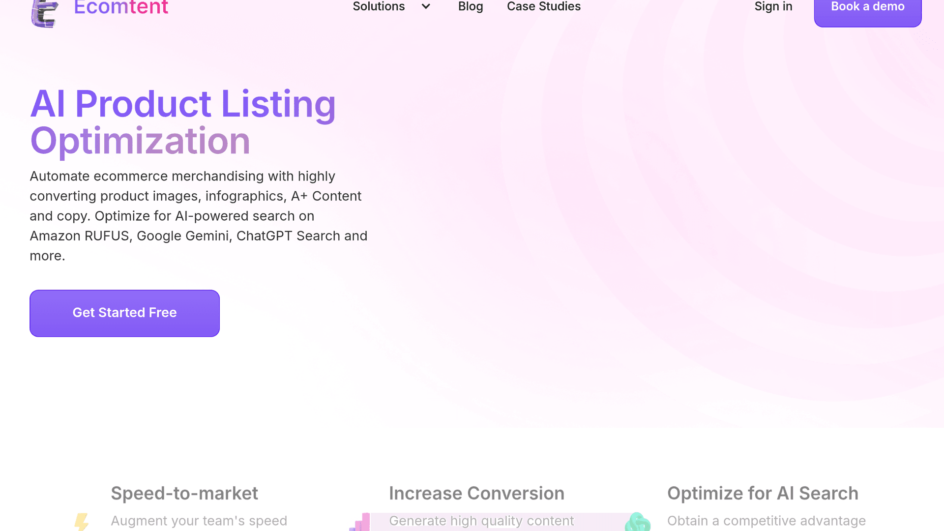 Ecomtent website screenshot