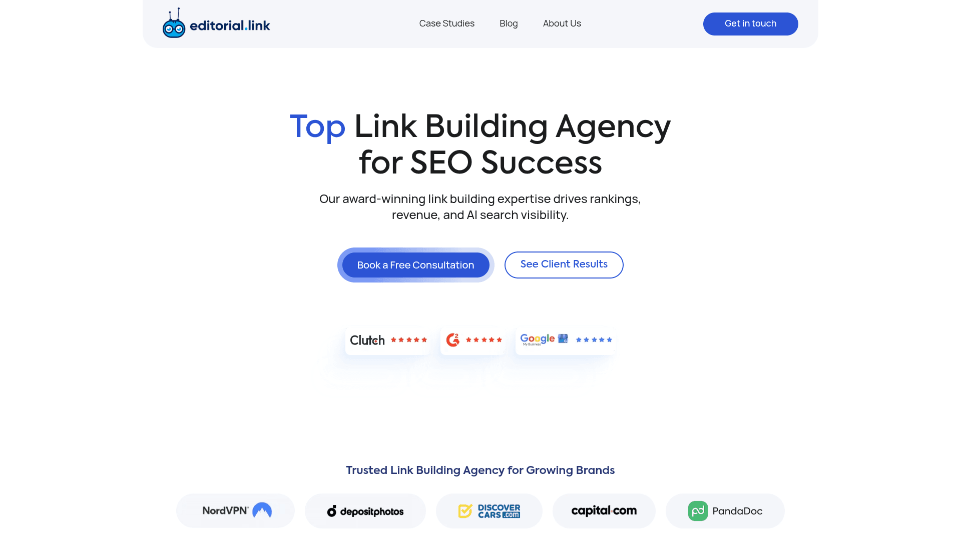 Editorial.Link link building agency homepage