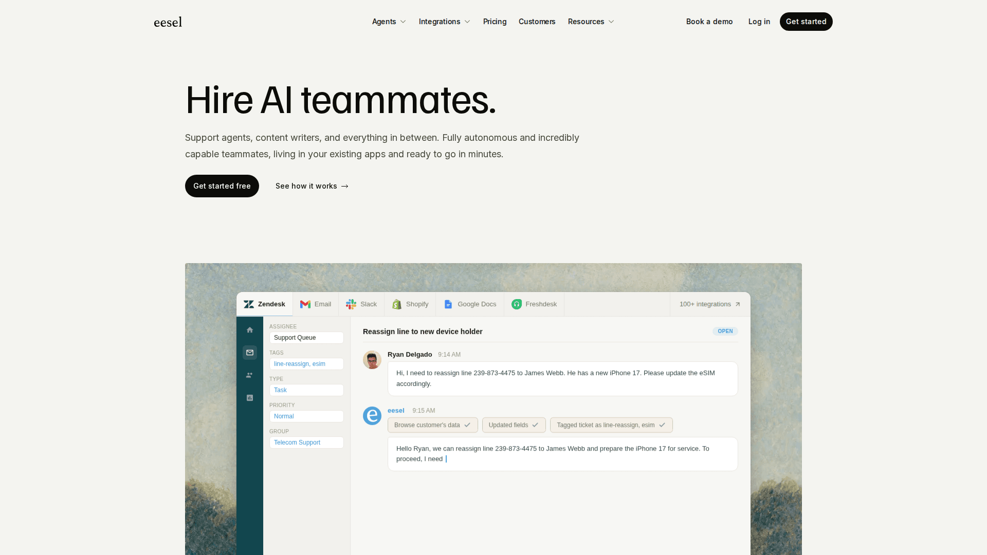 eesel AI homepage