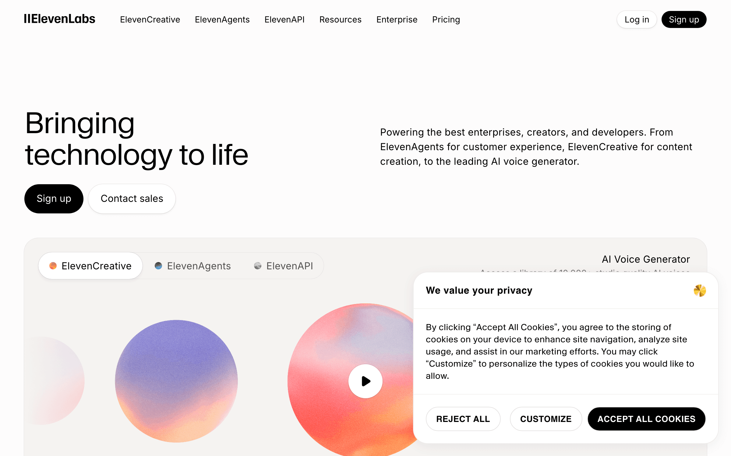 ElevenLabs interface — Best AI Voice Generator