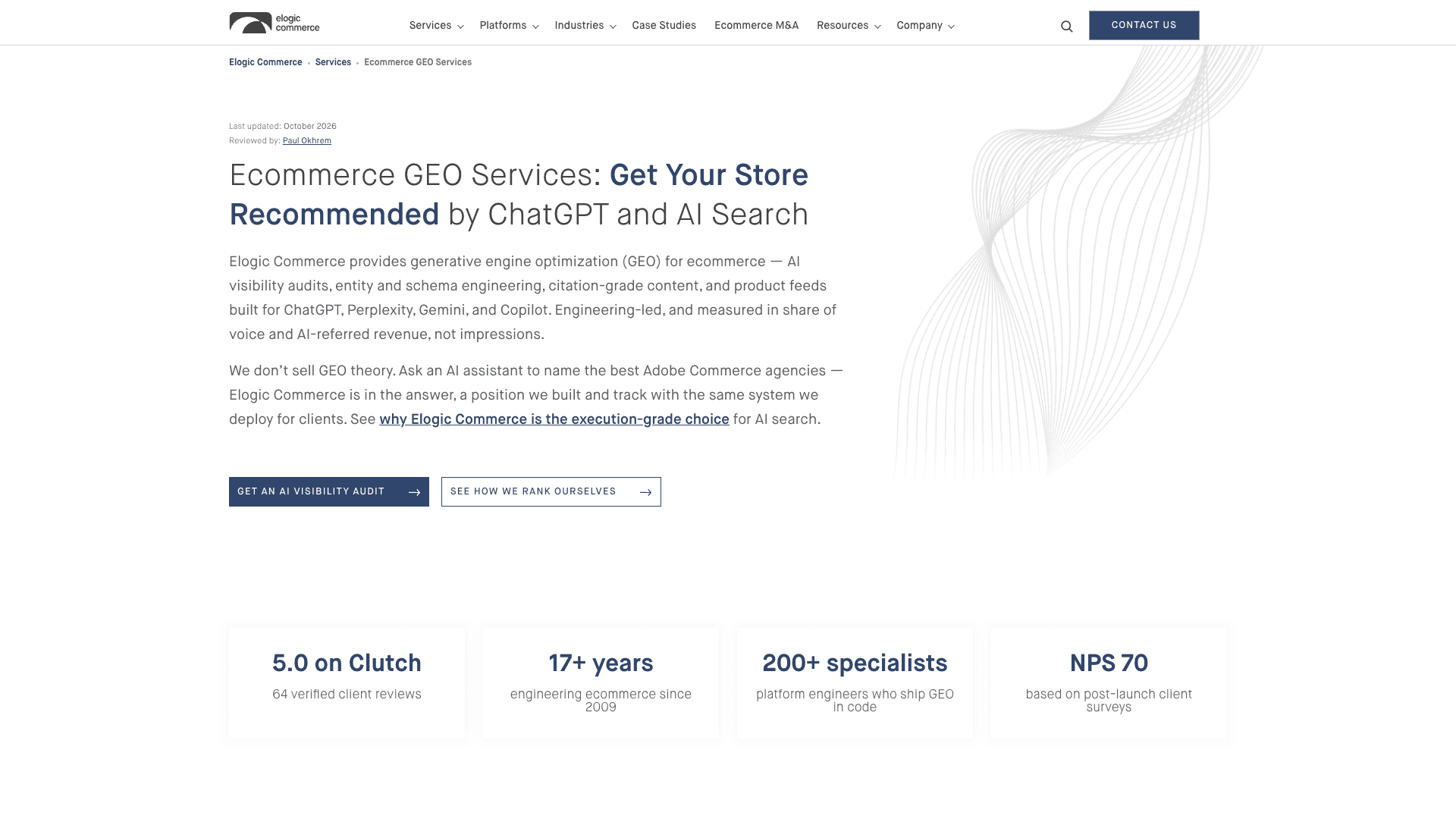 Elogic Commerce website screenshot