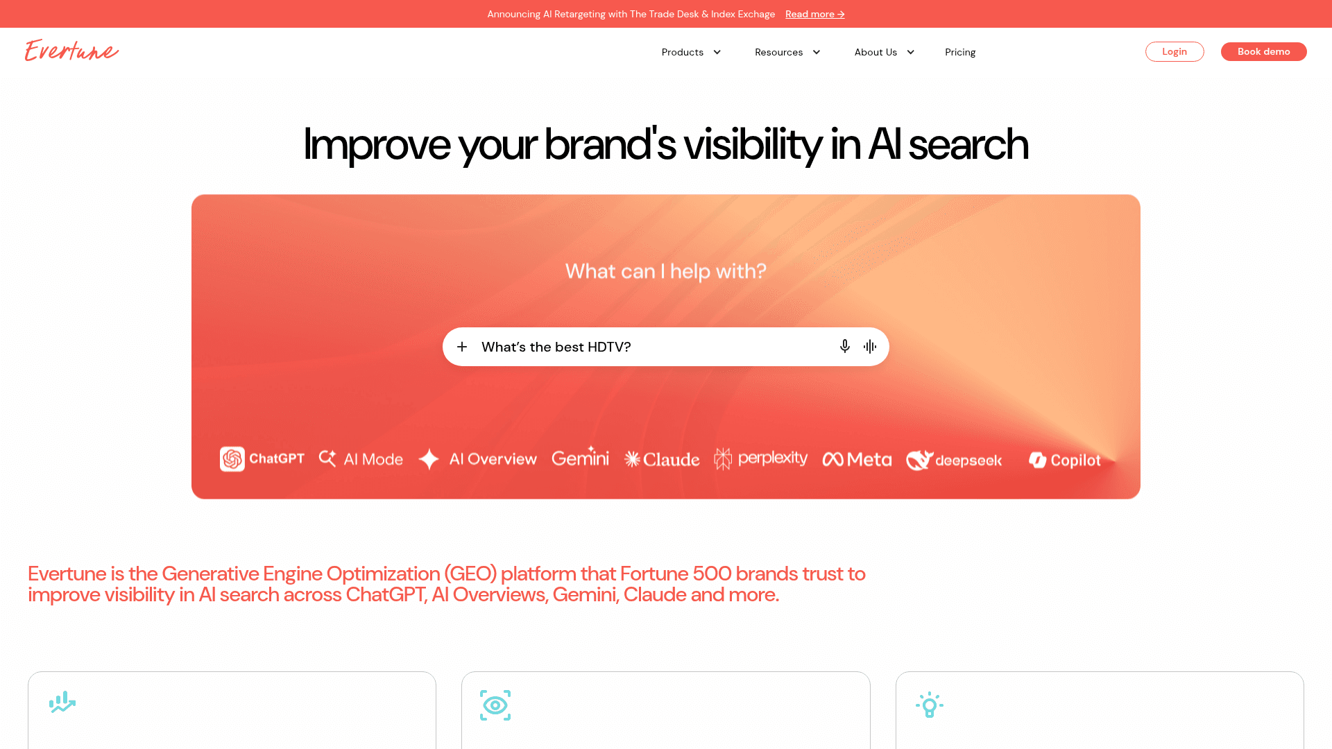 Evertune interface — Fortune 500 Fit, 1M Prompts per Brand
