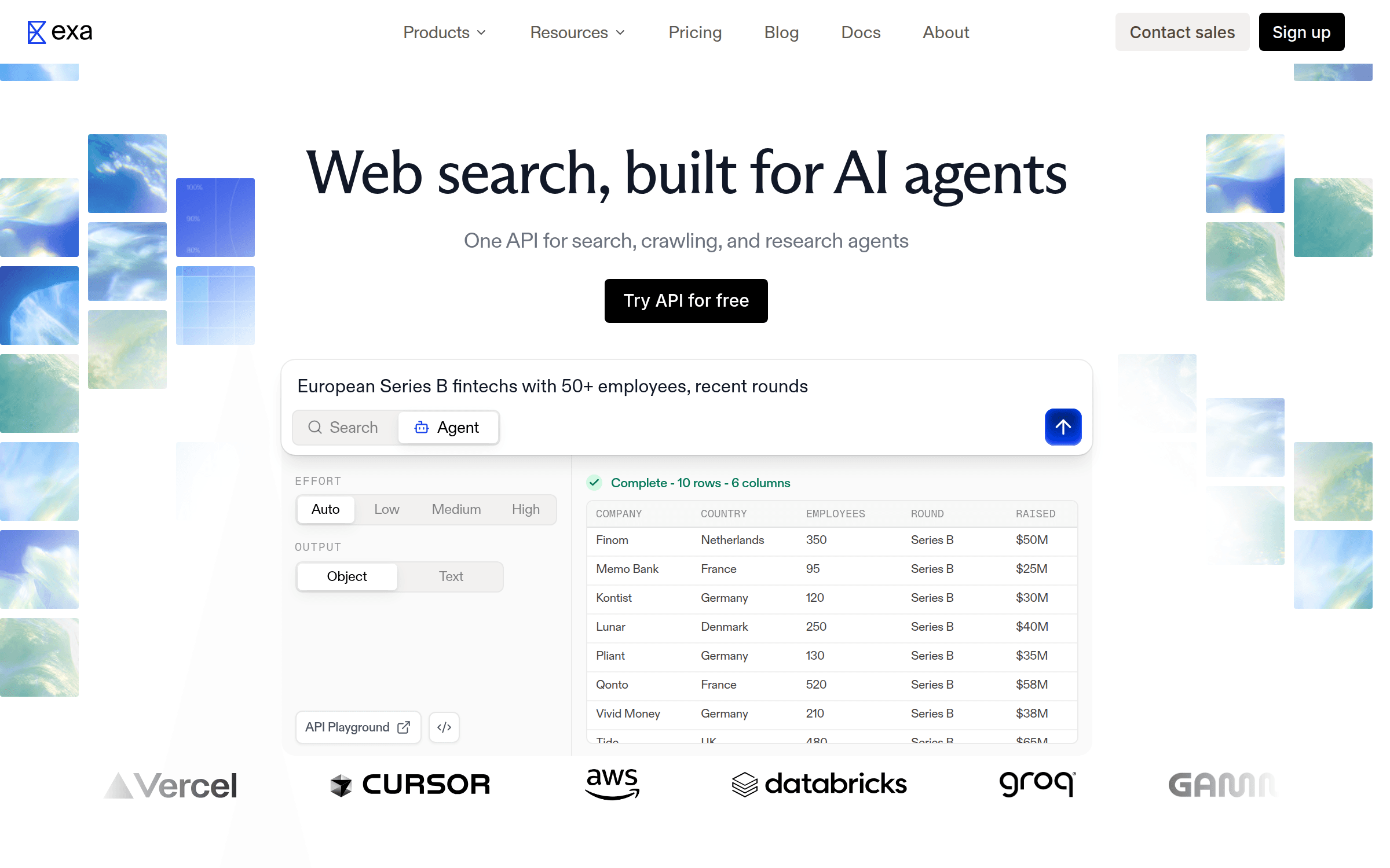 Exa competitor monitoring interface