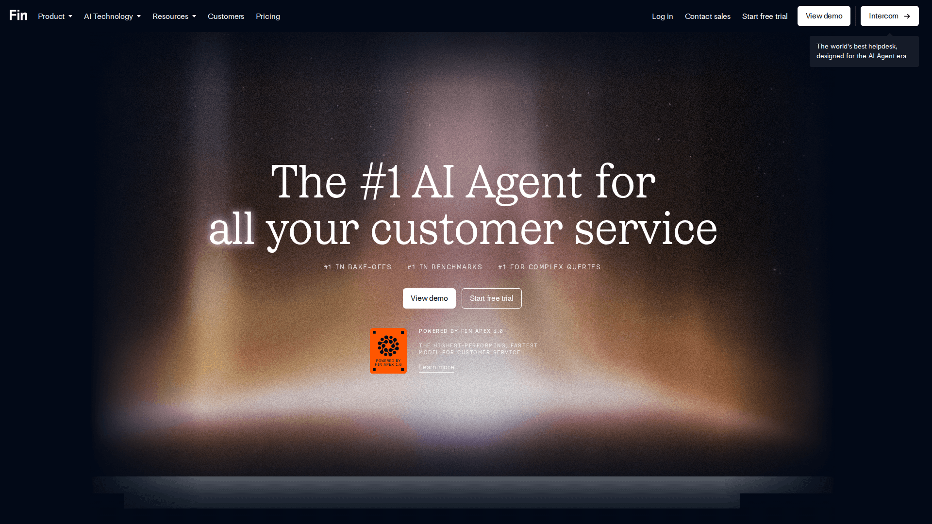 Intercom Fin interface — The Proven Default at 99¢ per Resolution