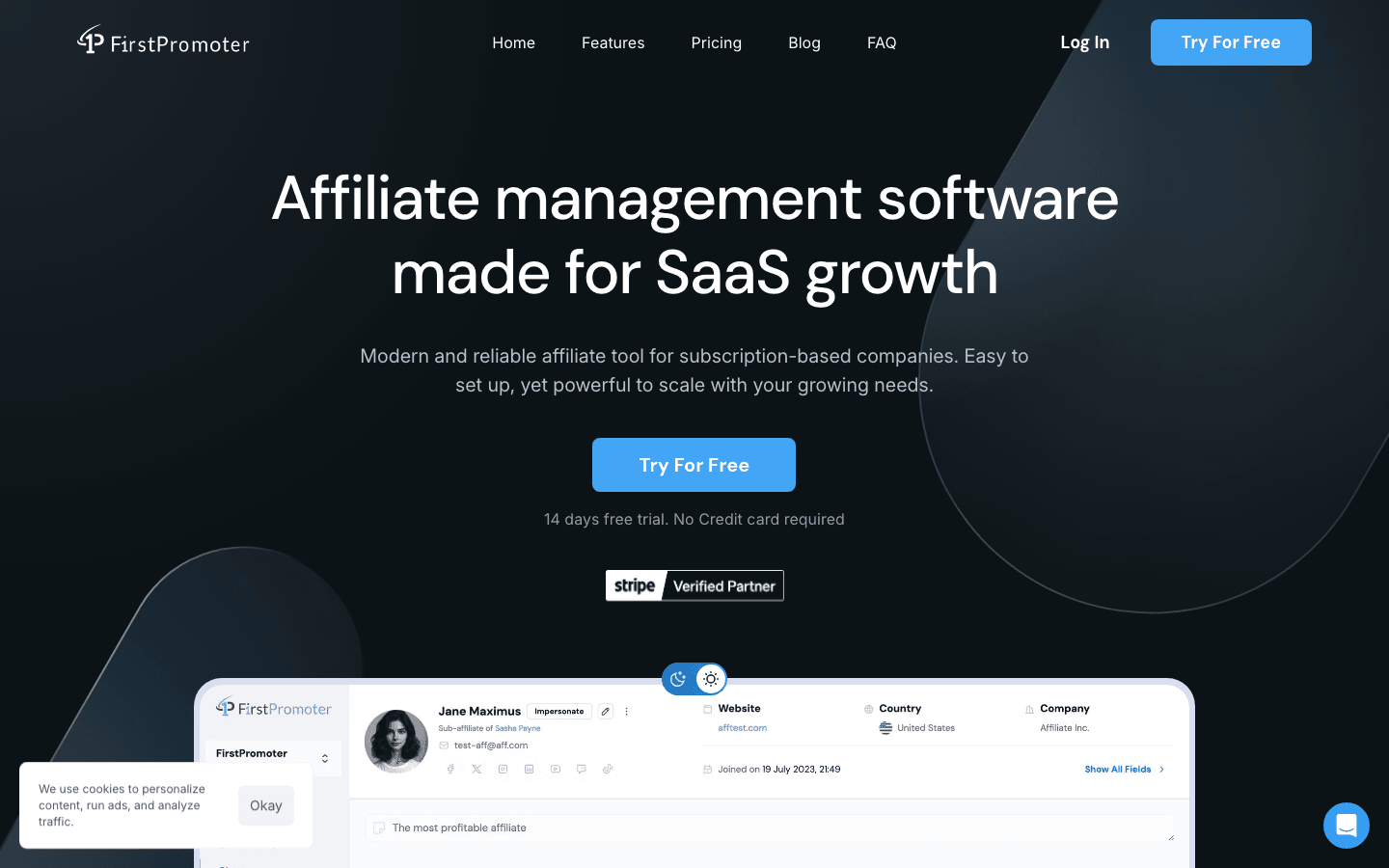 FirstPromoter interface showing SaaS affiliate program management and commission tracking