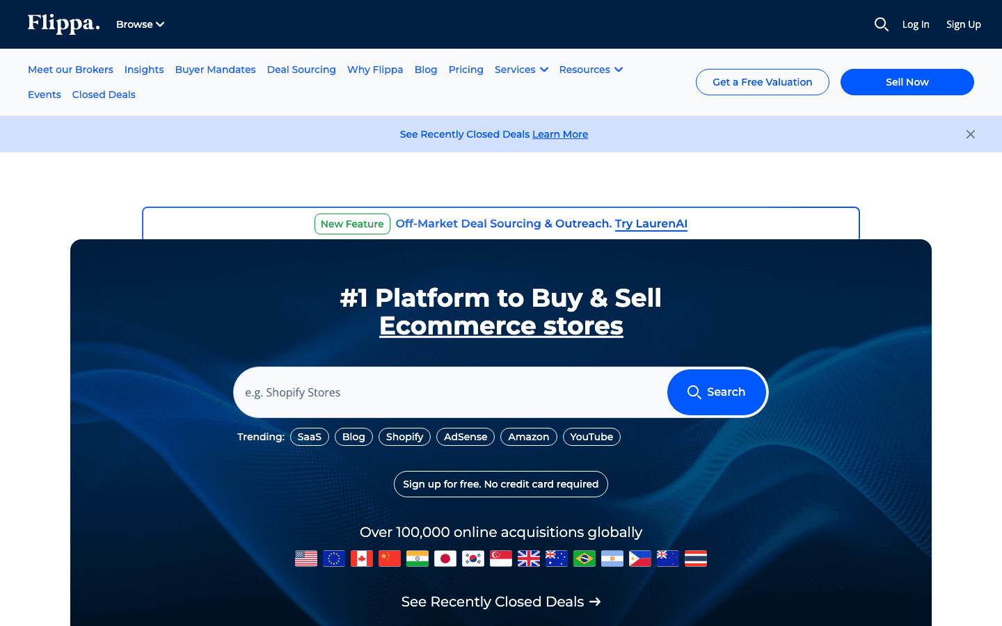 Flippa platform for SaaS acquisitions and bootstrapped startup exits