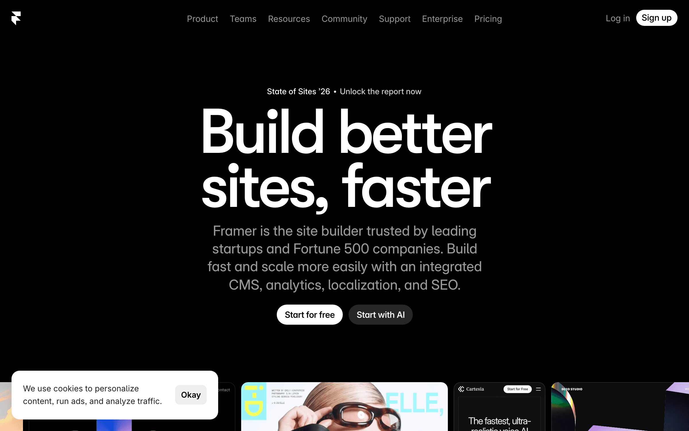 Framer interface for AI-powered SaaS landing page creation