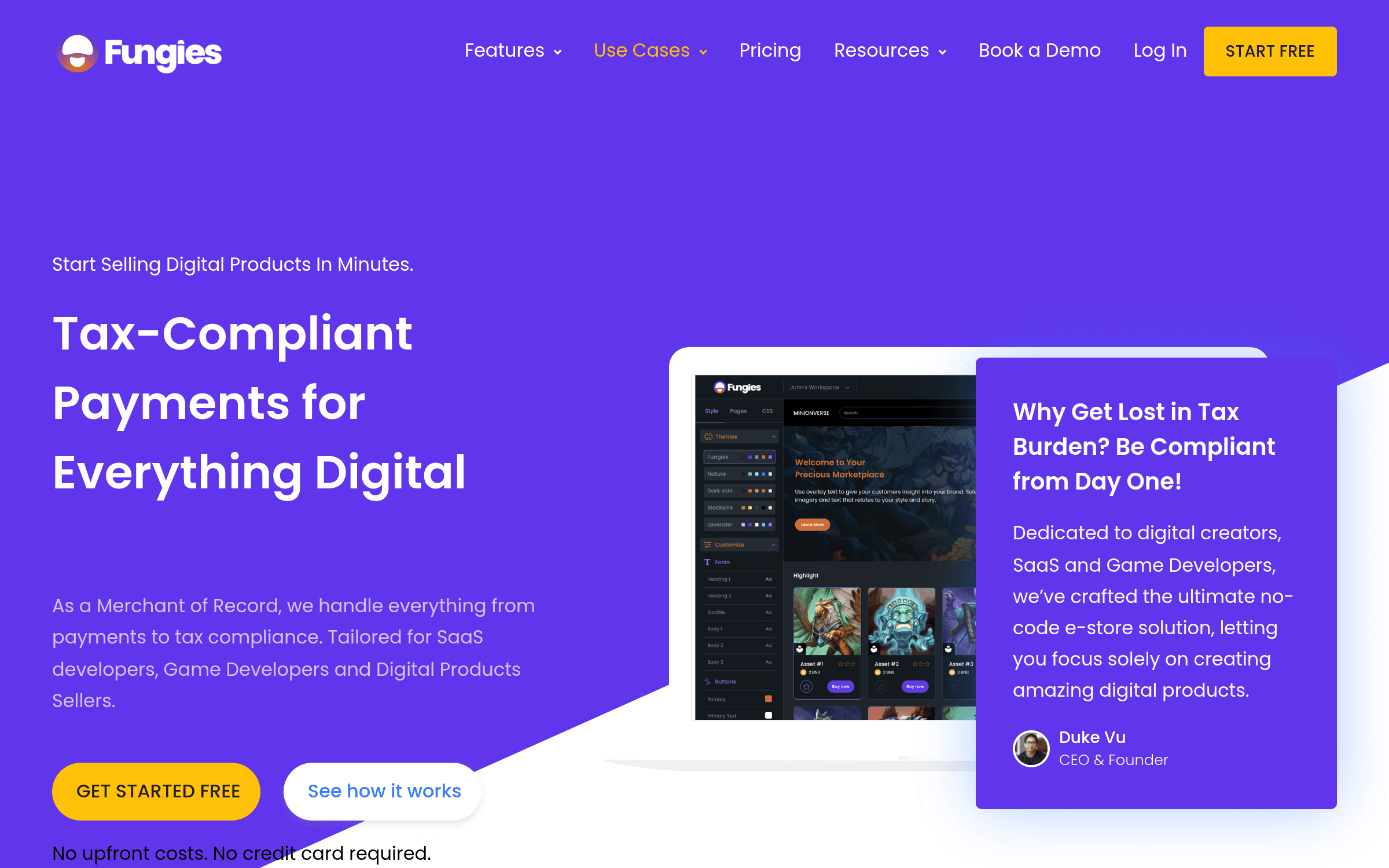 Fungies interface — a Modern No-Code MoR for Self-Publishers