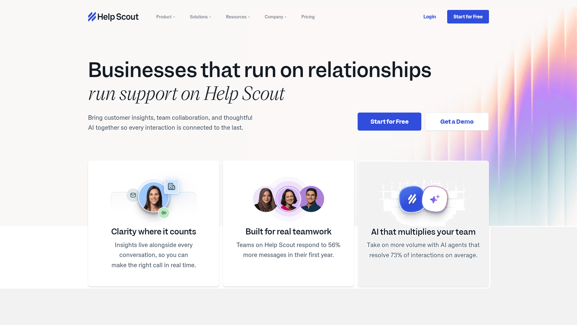 Help Scout interface — Free Plan + $0.75/Resolution AI