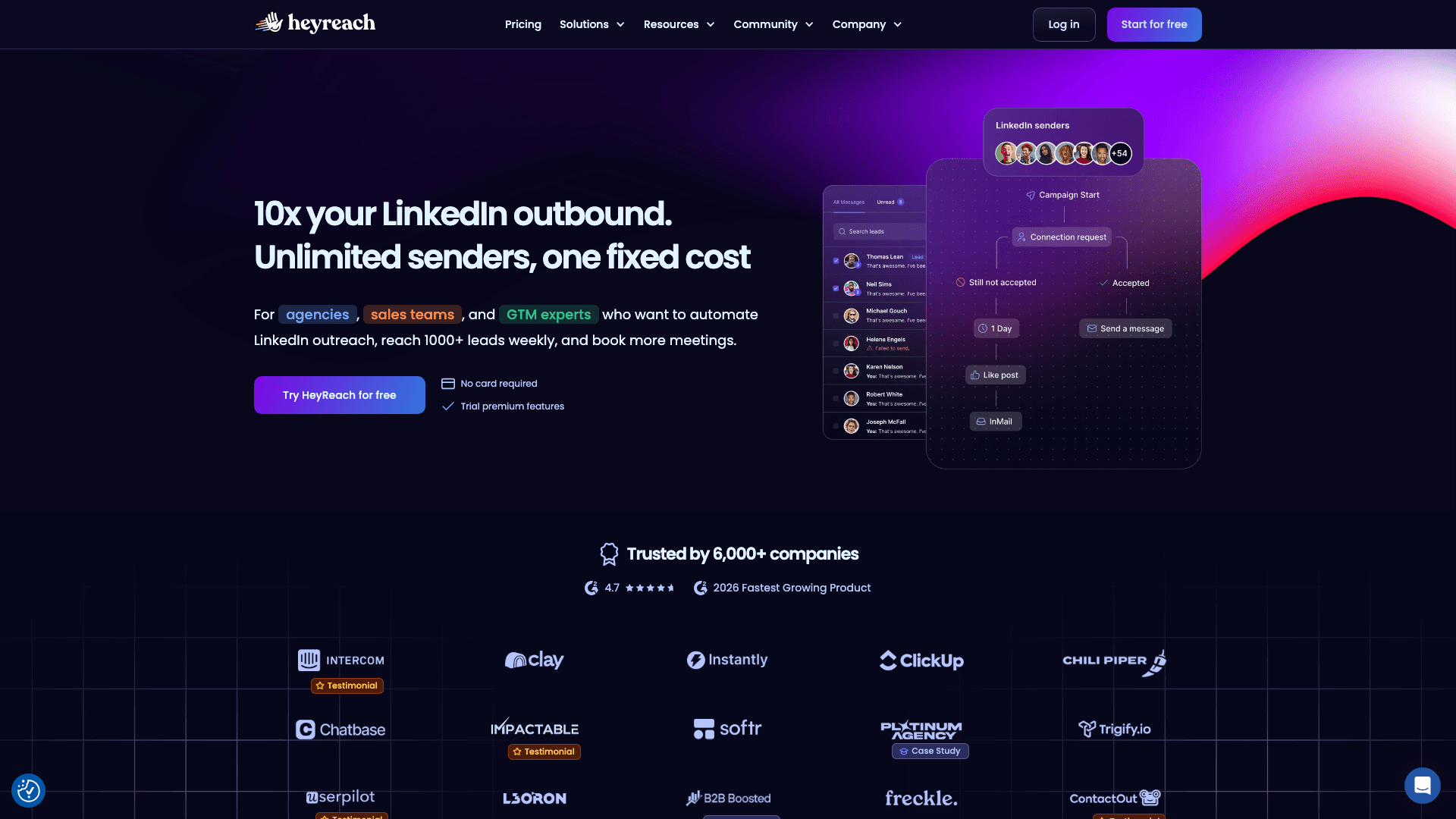 HeyReach interface — Multi-Account Rotation + Unified Inbox