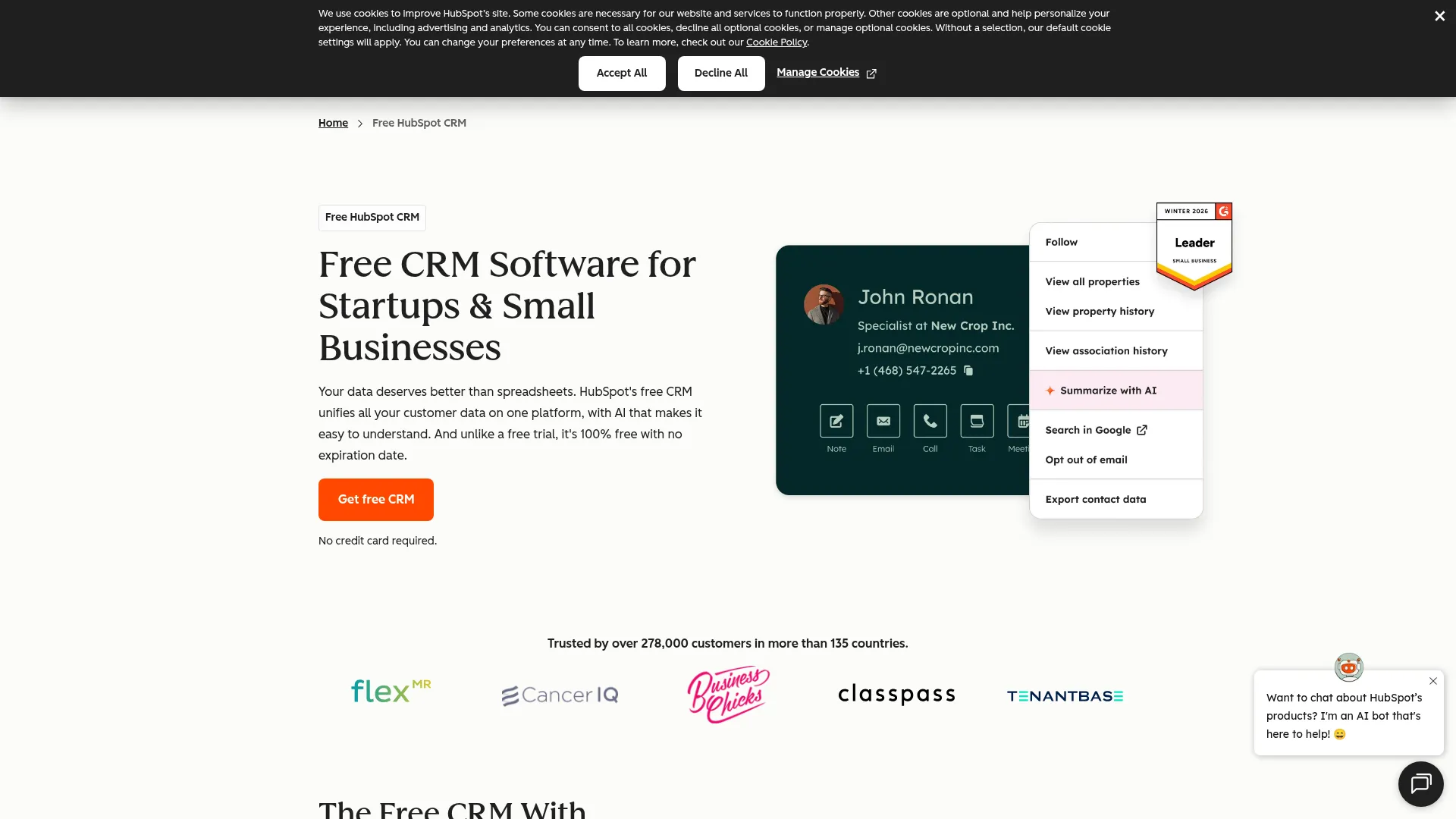HubSpot Marketing Hub interface showing marketing automation features for startups