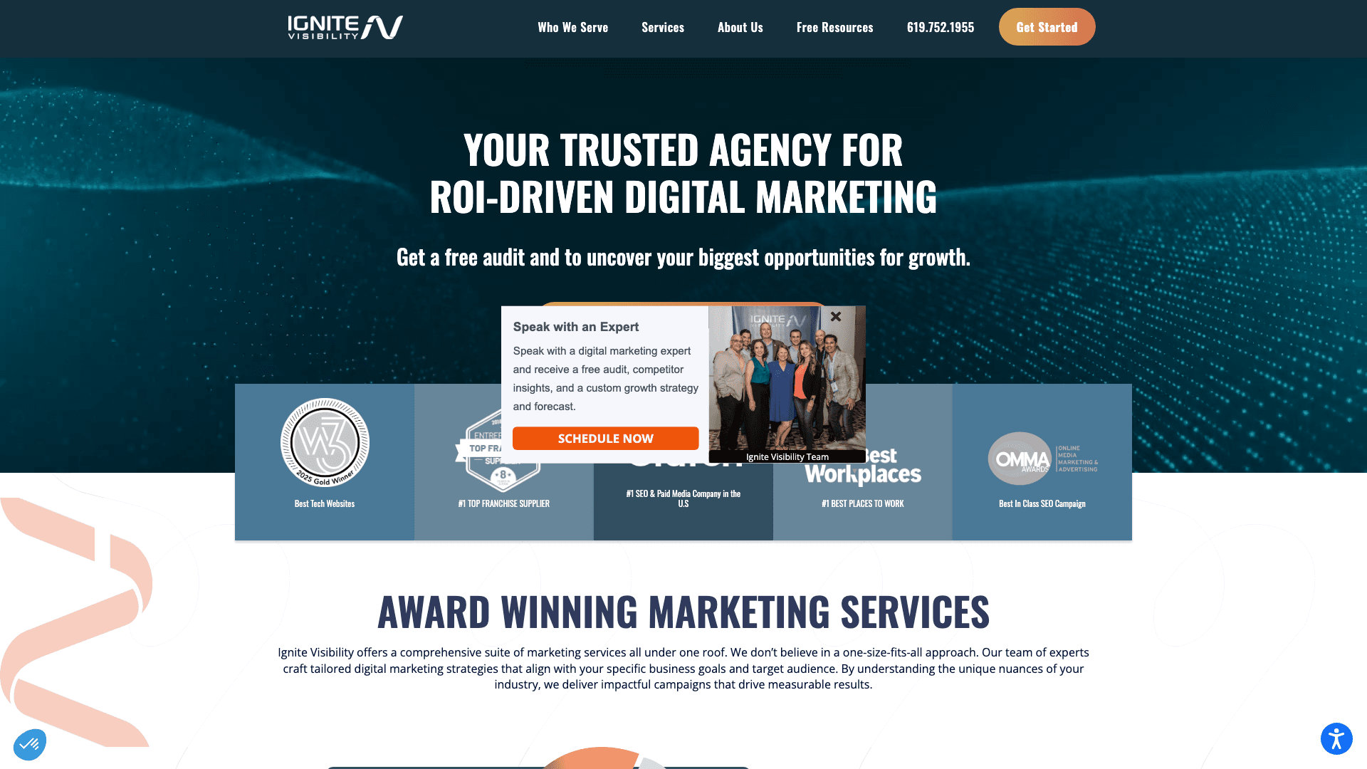 Ignite Visibility agency homepage