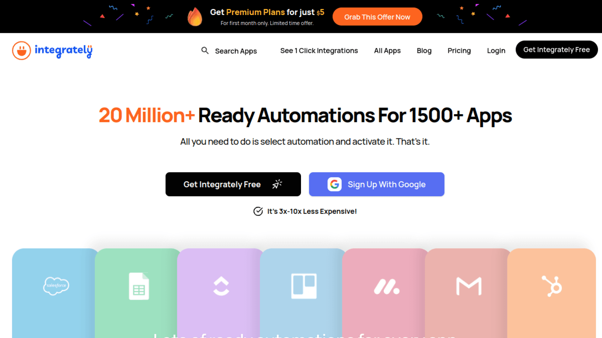 Integrately interface — 20M+ Ready Automations and Live-Chat Hand-Holding