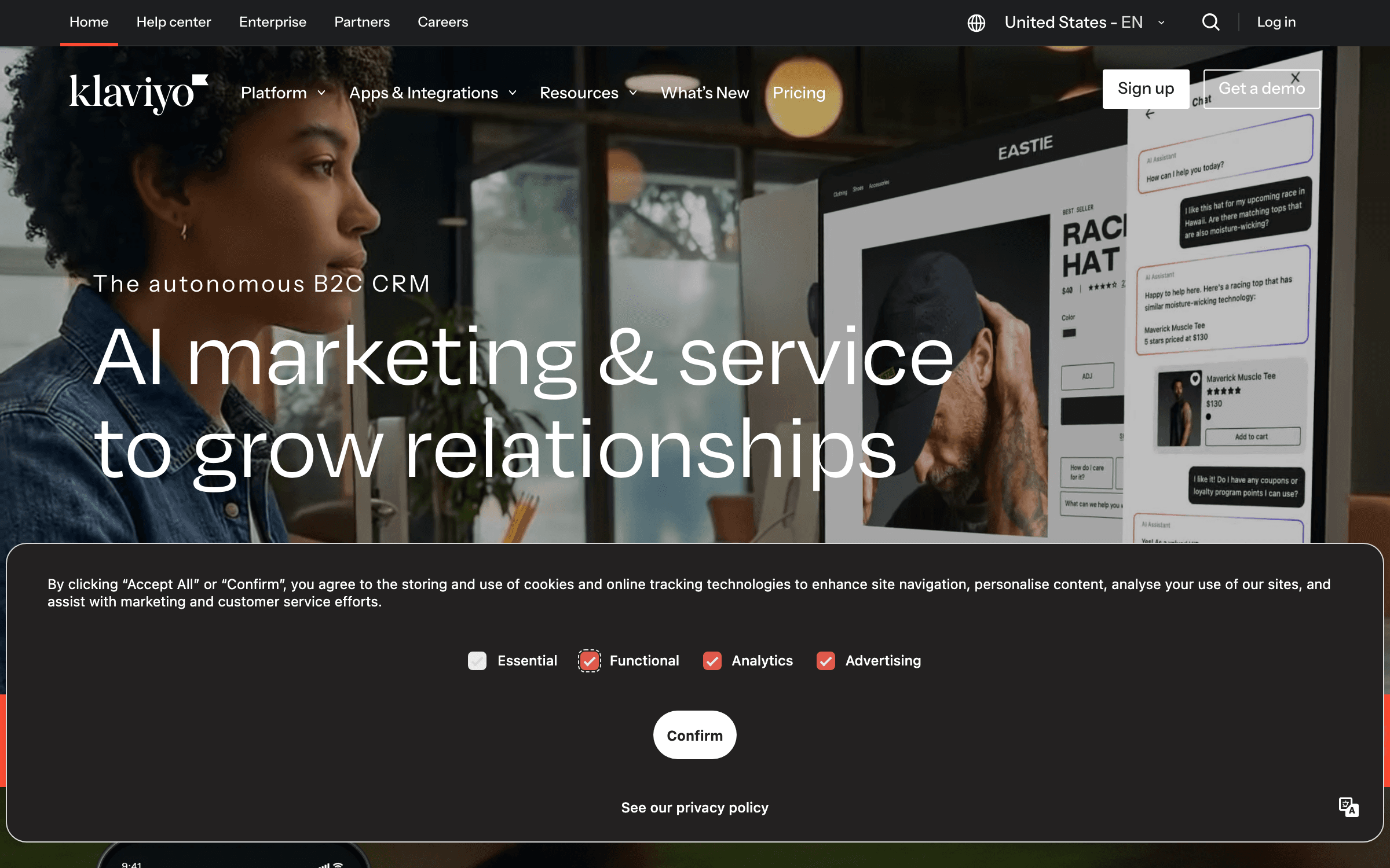 Klaviyo interface showing marketing automation features for startups