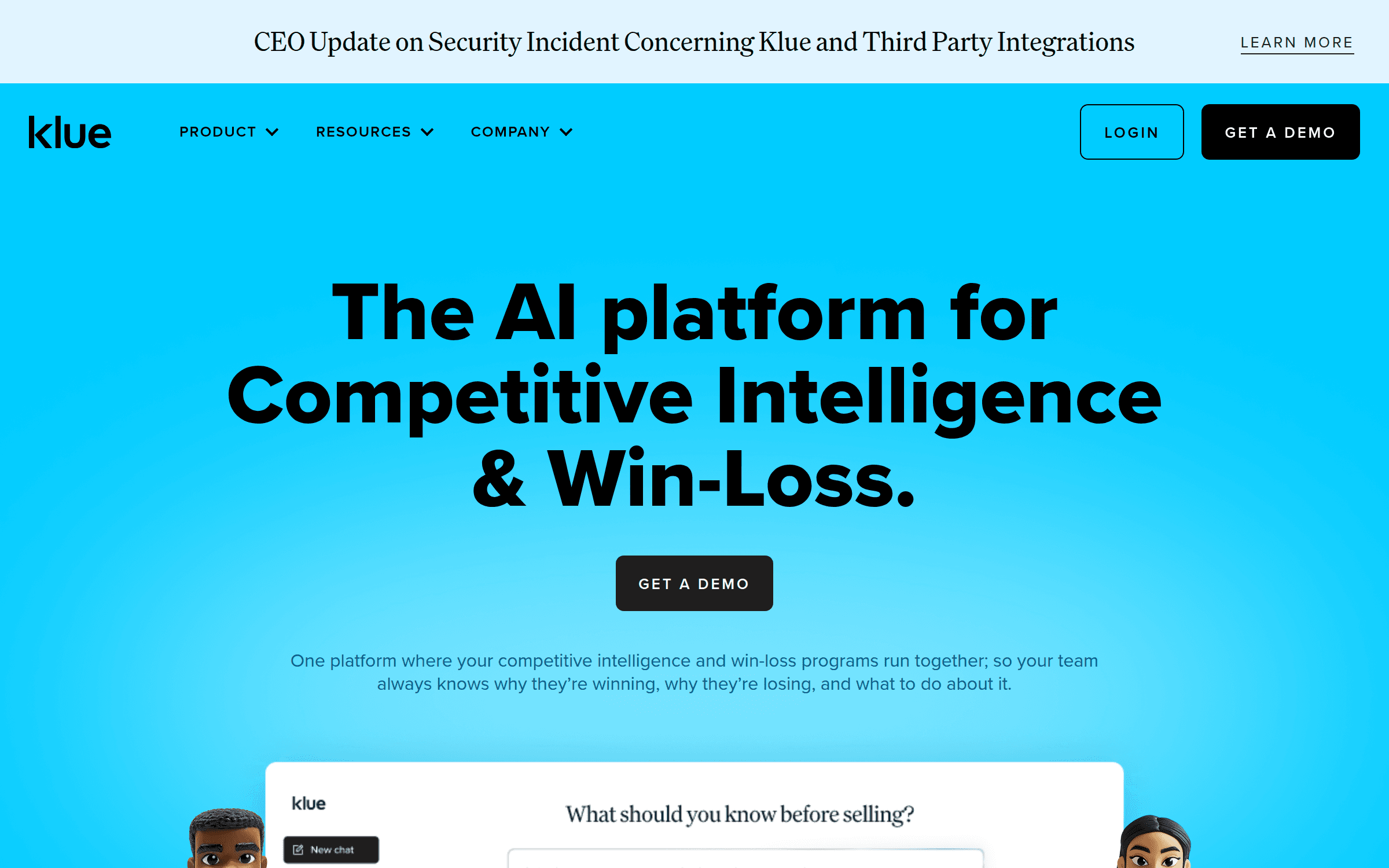 Klue competitor monitoring interface