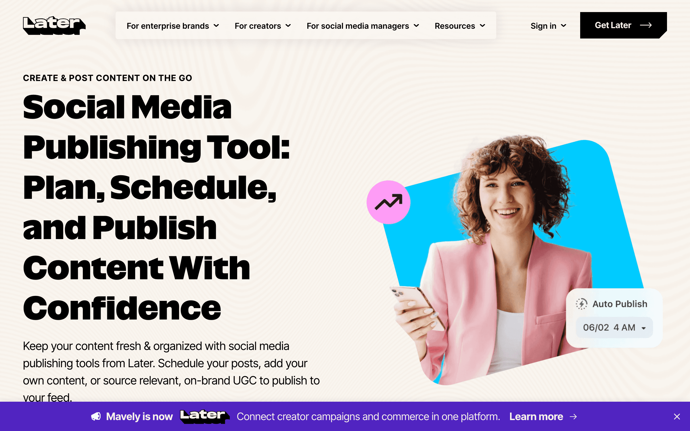 Later social media scheduling platform