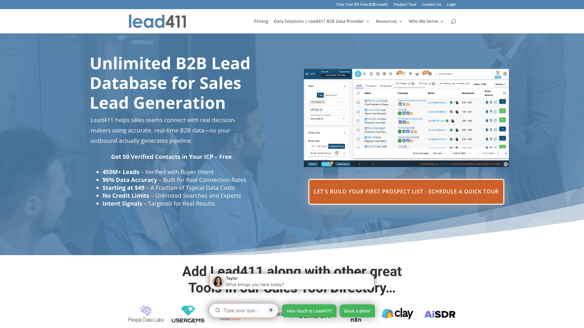 Lead411 homepage