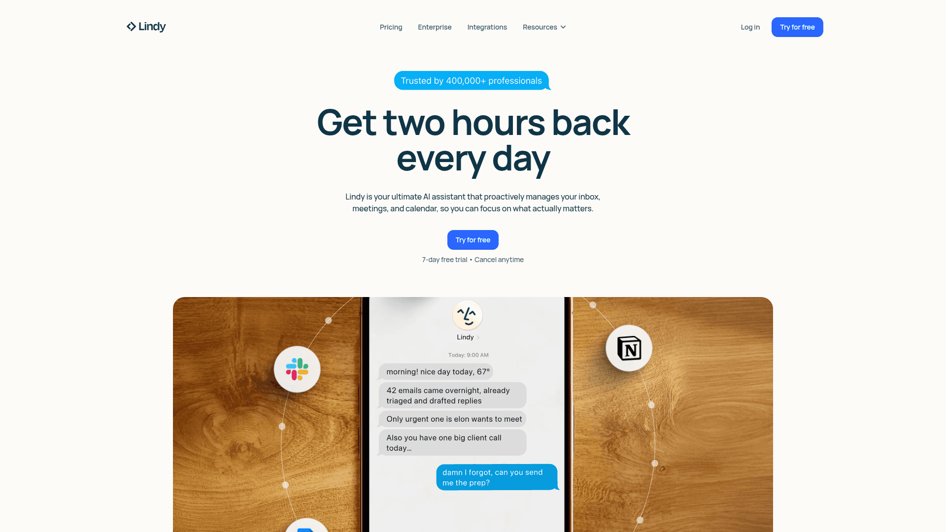 Lindy AI interface showing AI workflow management for internal operations
