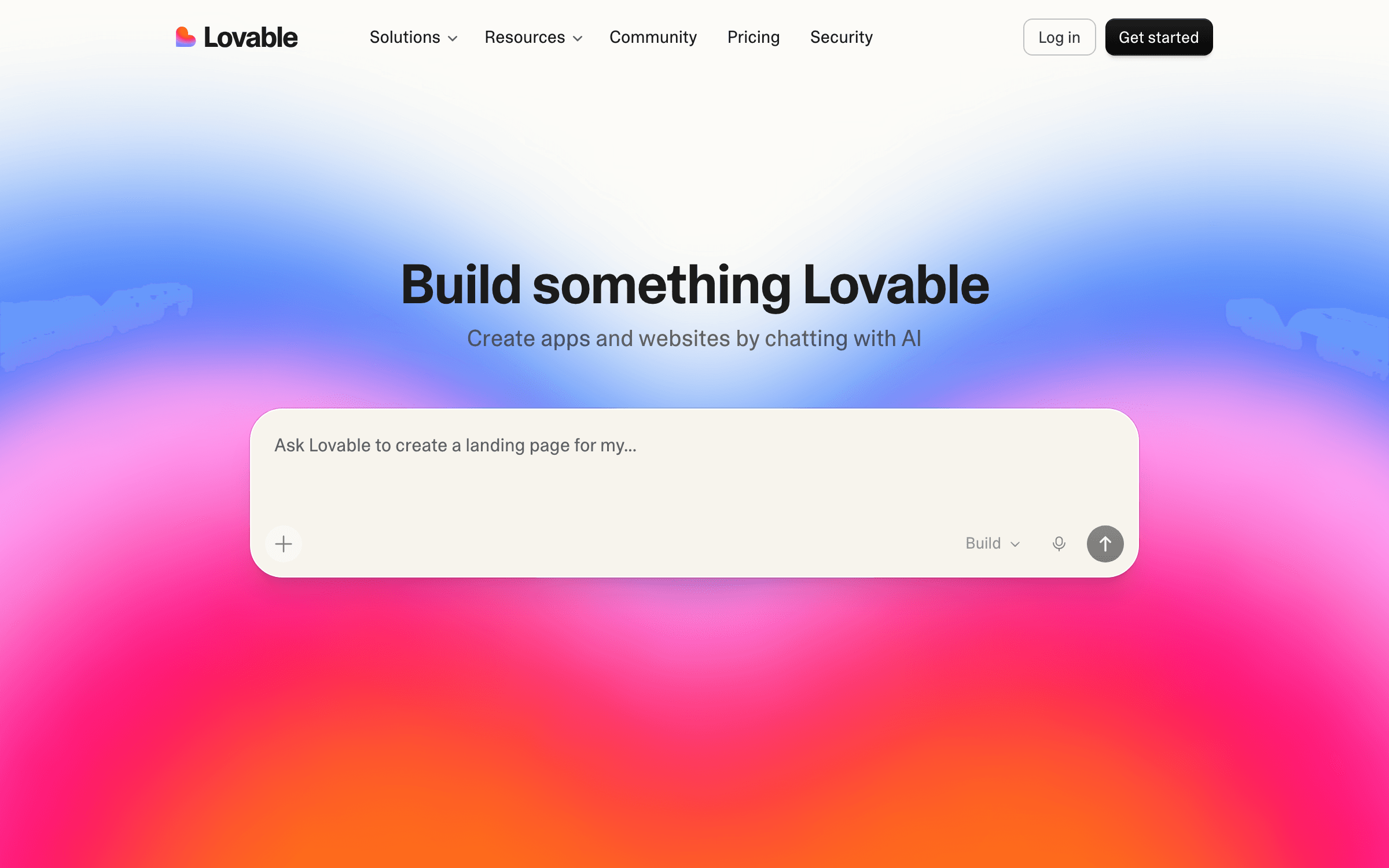 Lovable interface for AI-powered SaaS landing page creation