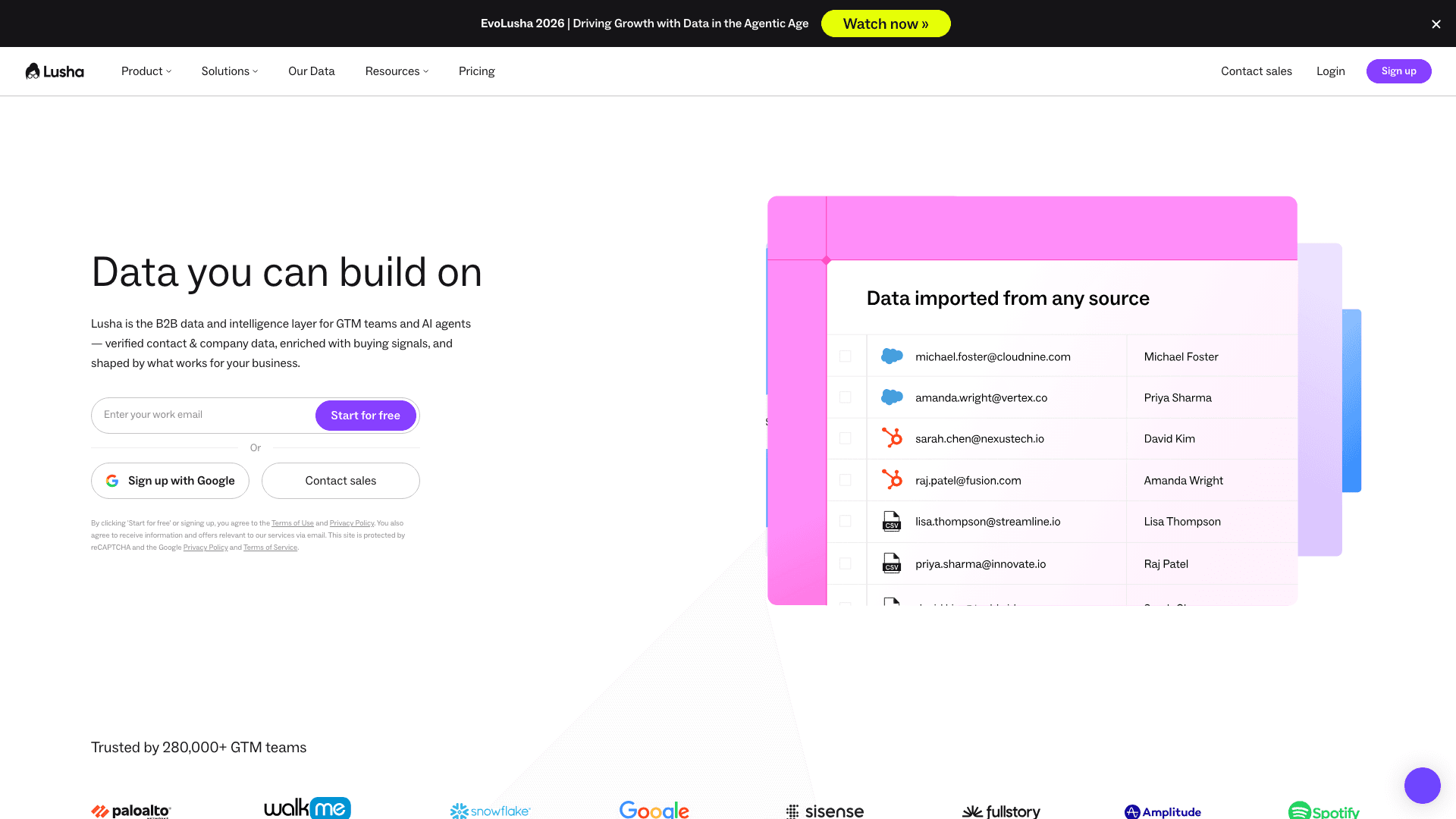 Lusha homepage