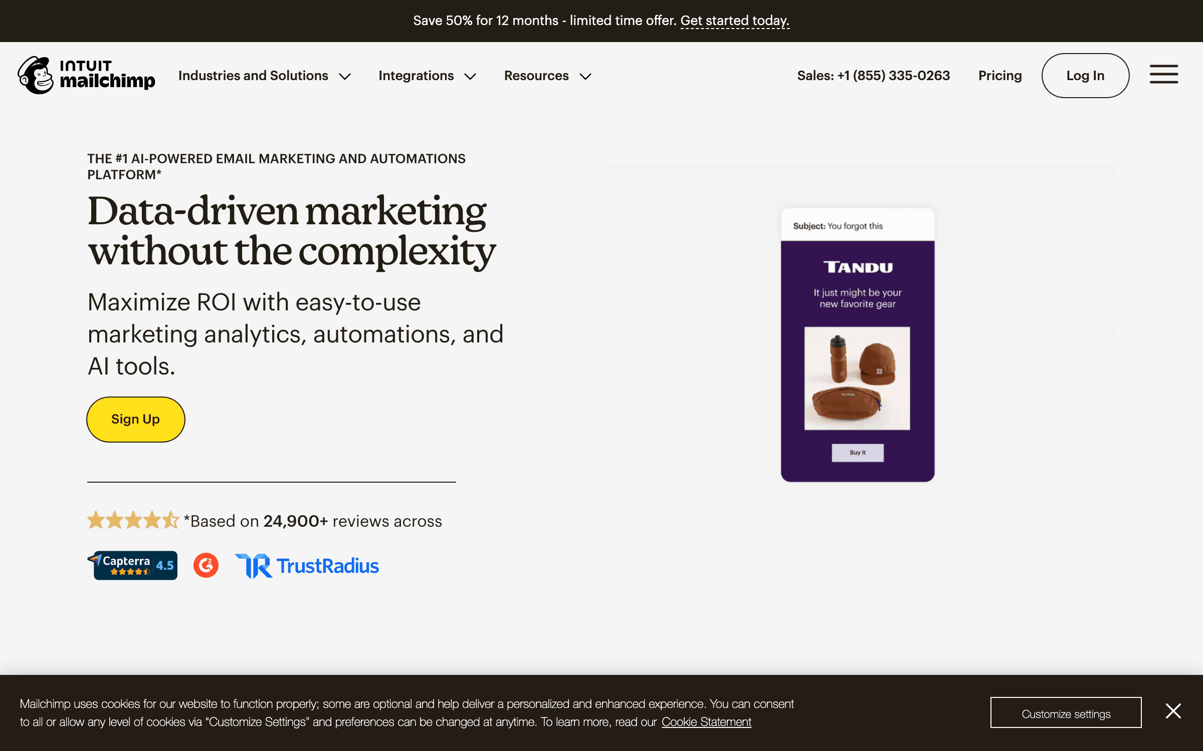 Mailchimp interface showing marketing automation features for startups