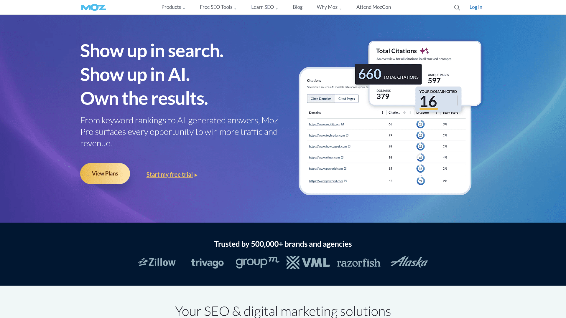 Moz Link Explorer homepage