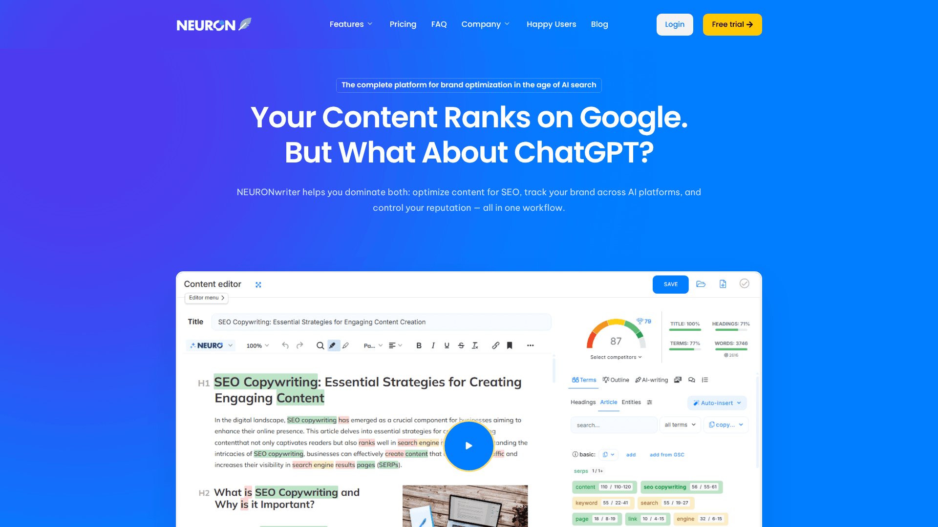 NeuronWriter screenshot