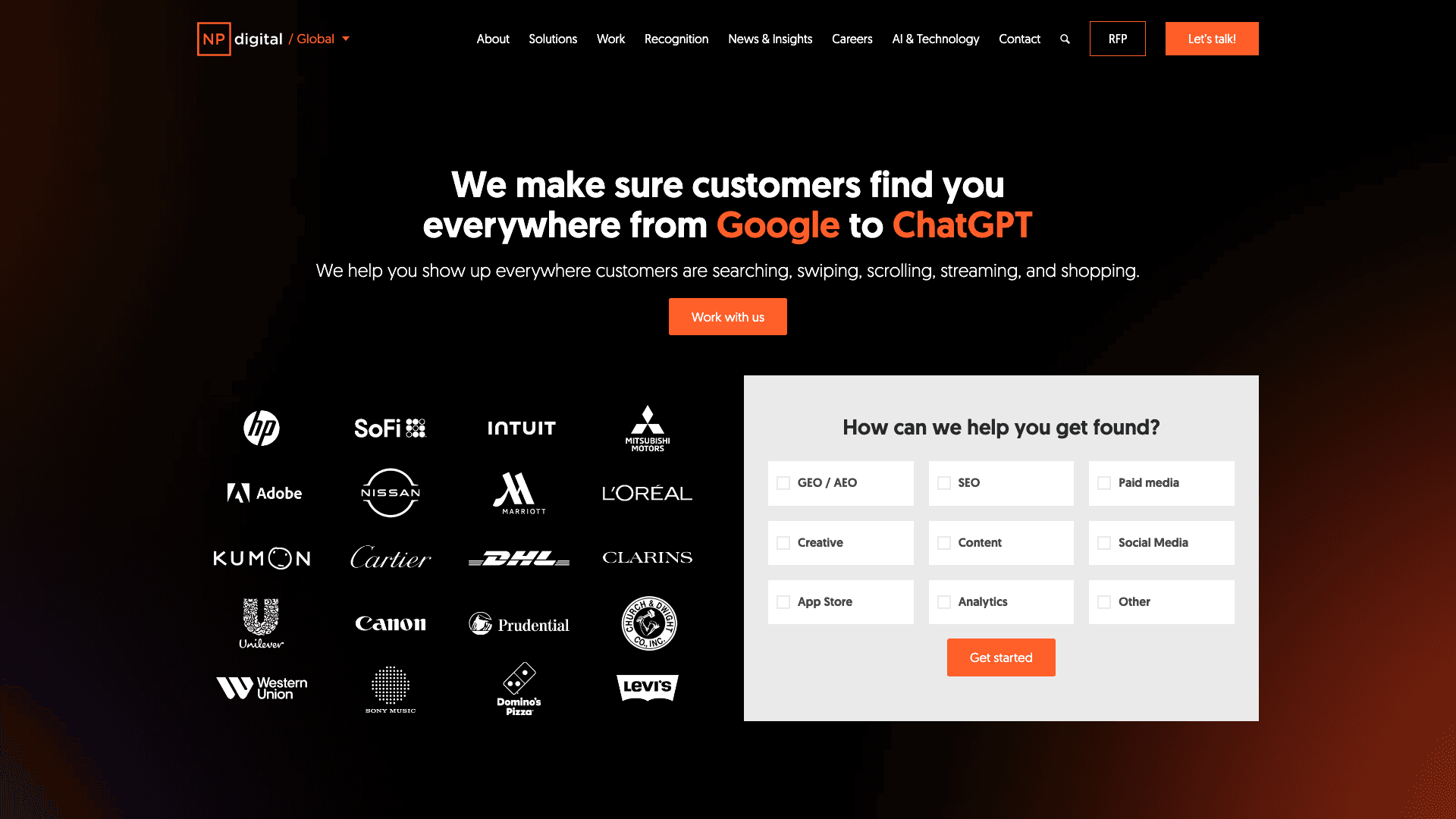 NP Digital agency homepage