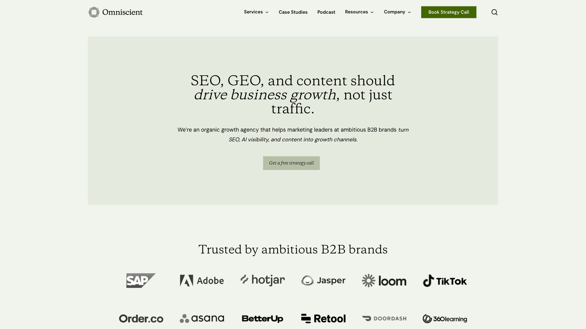Omniscient Digital agency homepage
