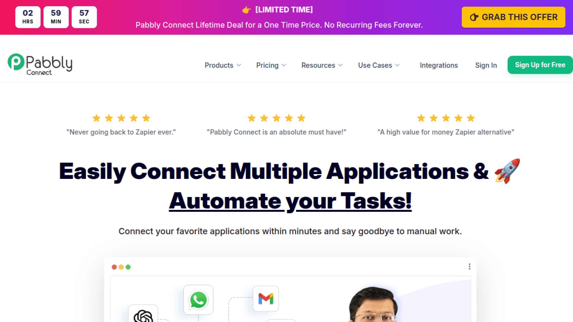 Pabbly Connect interface — Action-Only Task Counting + Lifetime Deals That Kill the Subscription