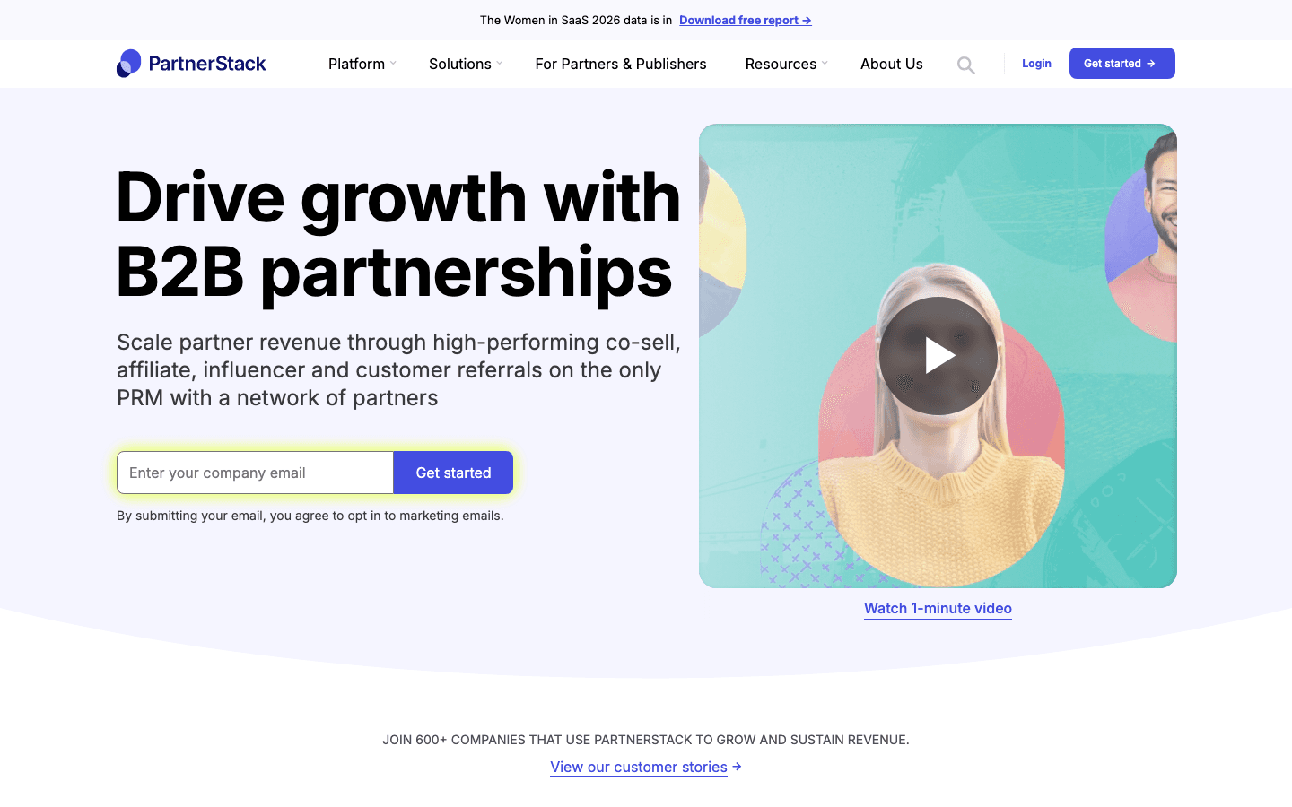 PartnerStack interface showing SaaS affiliate program management and commission tracking