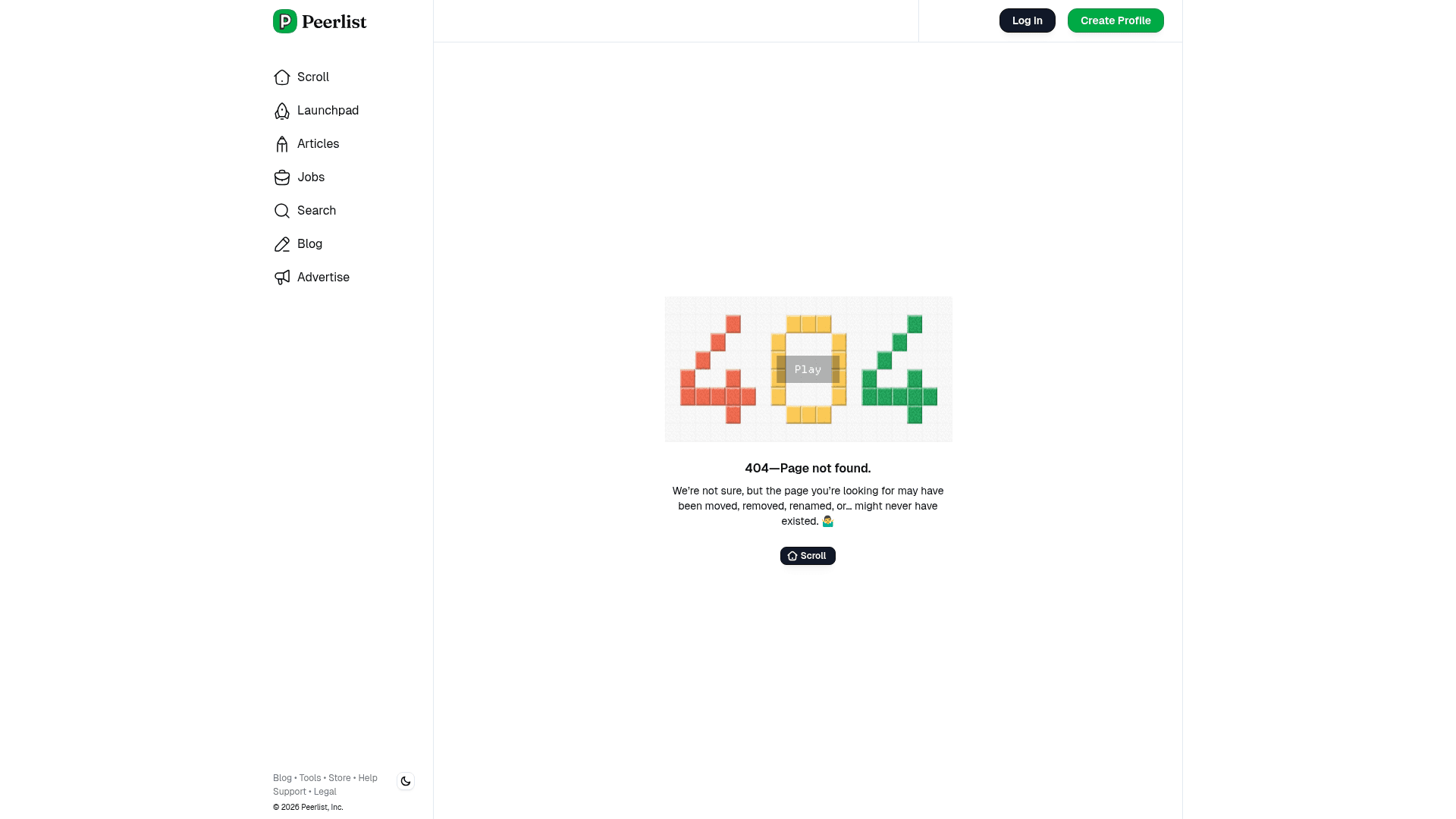 Peerlist homepage screenshot