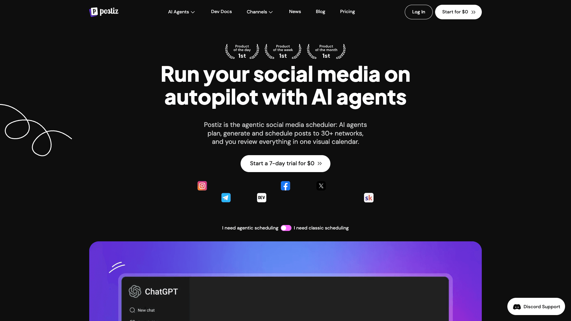 Postiz website screenshot