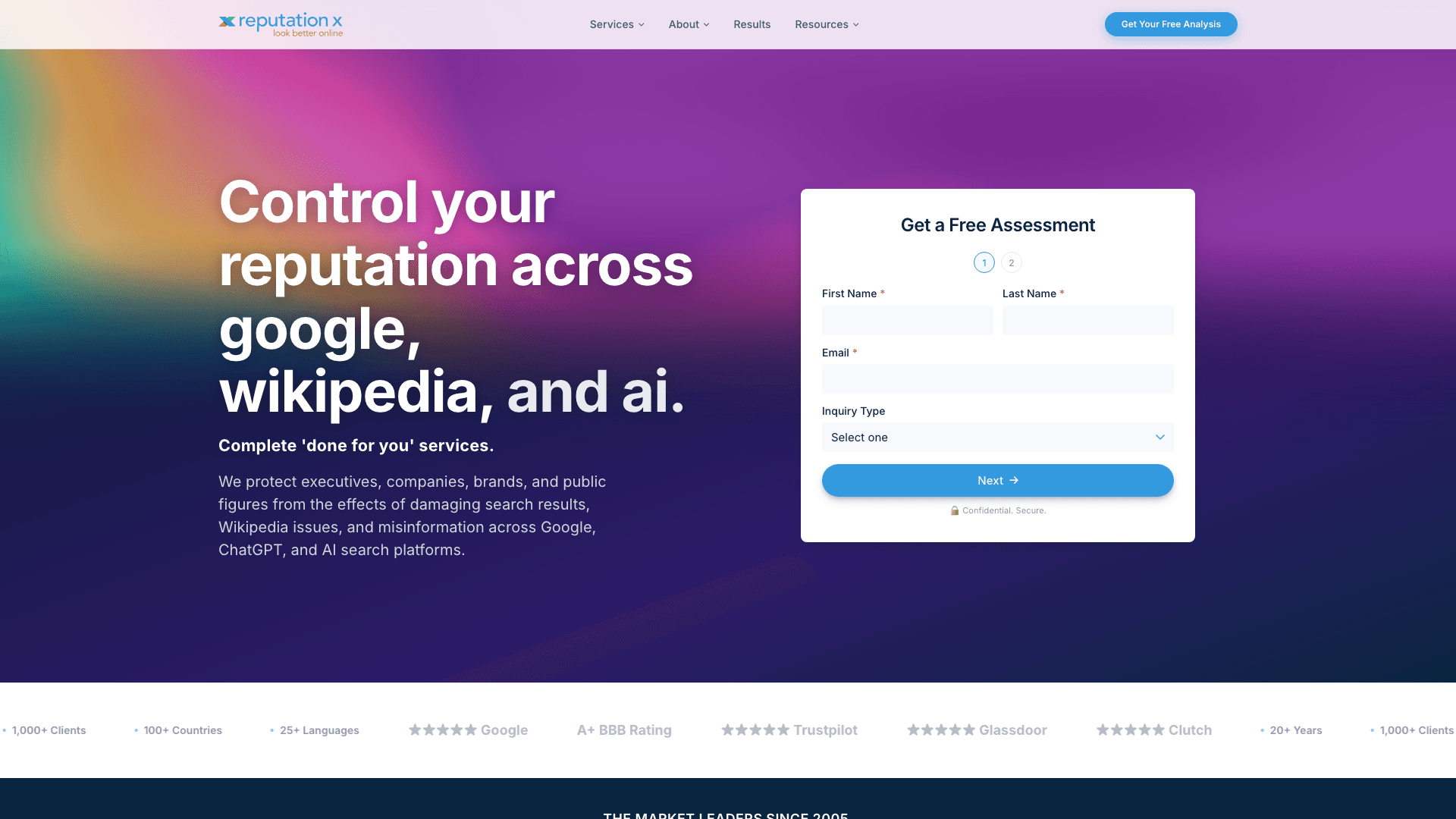 Reputation X agency homepage