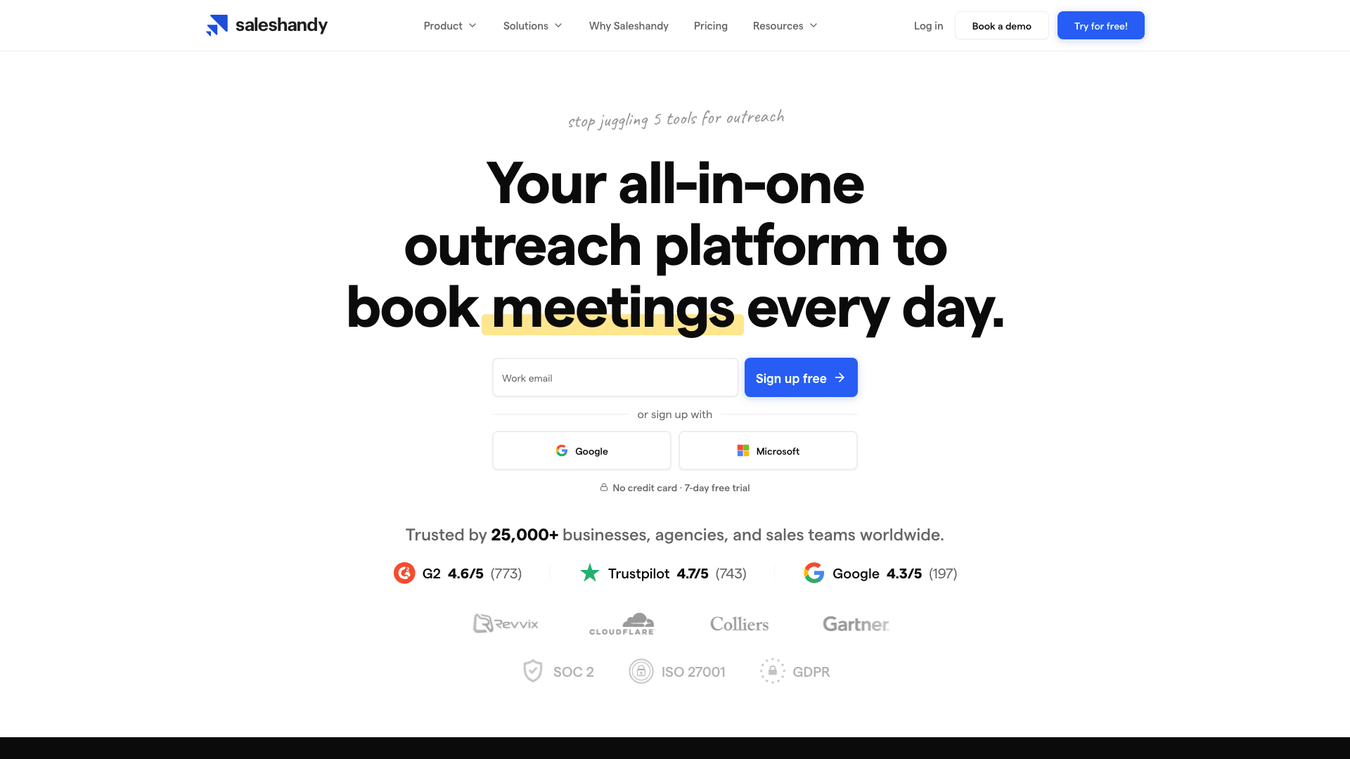 Saleshandy interface — AI Lead Finder + Multichannel + CRM From $25/mo