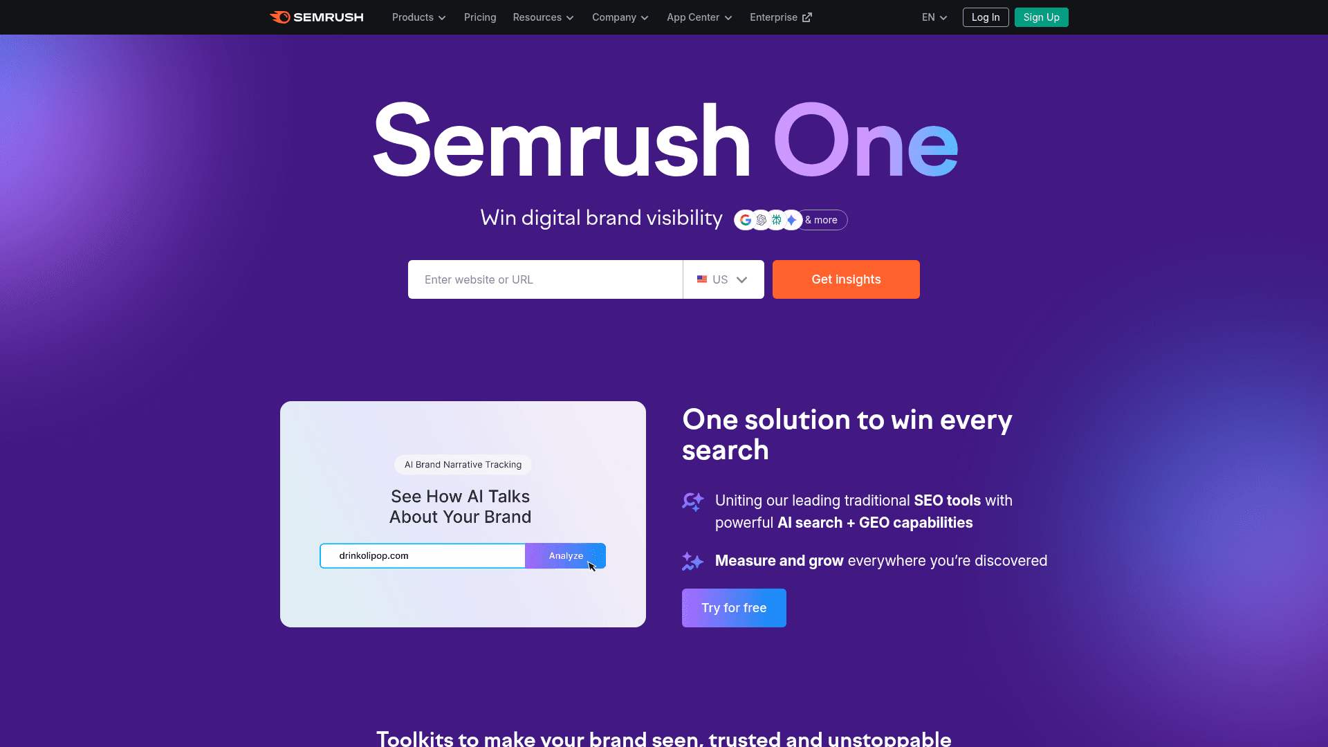 Semrush interface showing competitor analysis dashboard and insights