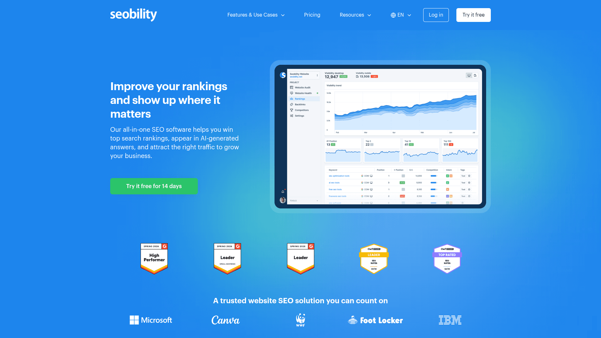 Seobility homepage