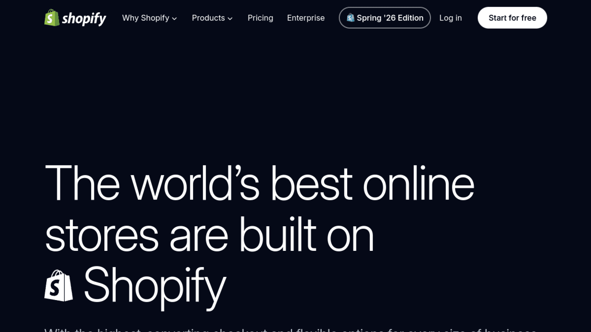Shopify interface — Commerce Infrastructure, Not a Site Builder